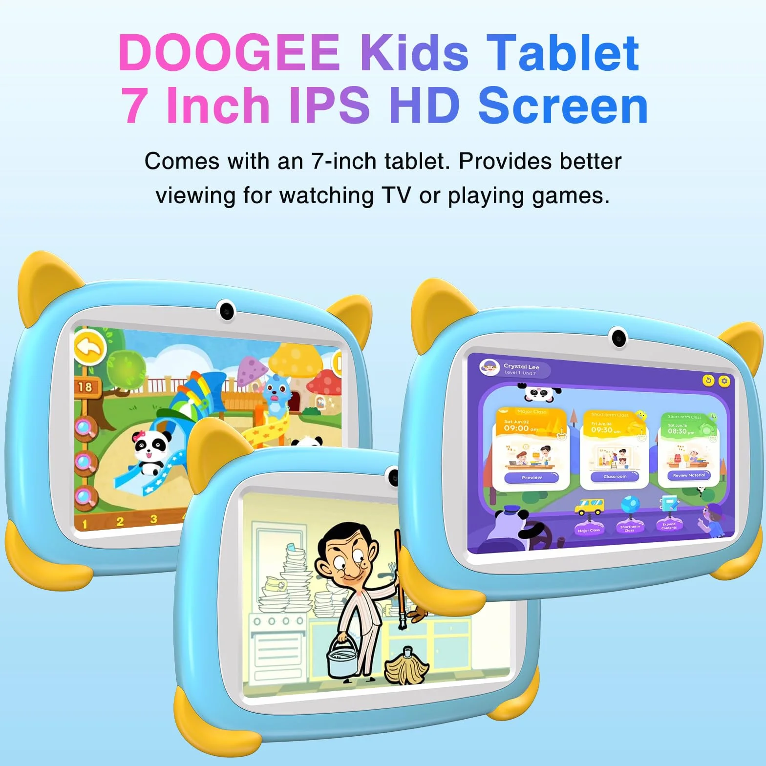 U7 Tablet per Bambini 7 Pollici, Android Tablets, Tablet bambini,4GB (2GB+2GB) RAM+32GB ROM/TF 1TB, compatibile con Kids Space, Kids Software, Wifi,Tablets PC con Controllo Parentale Blu