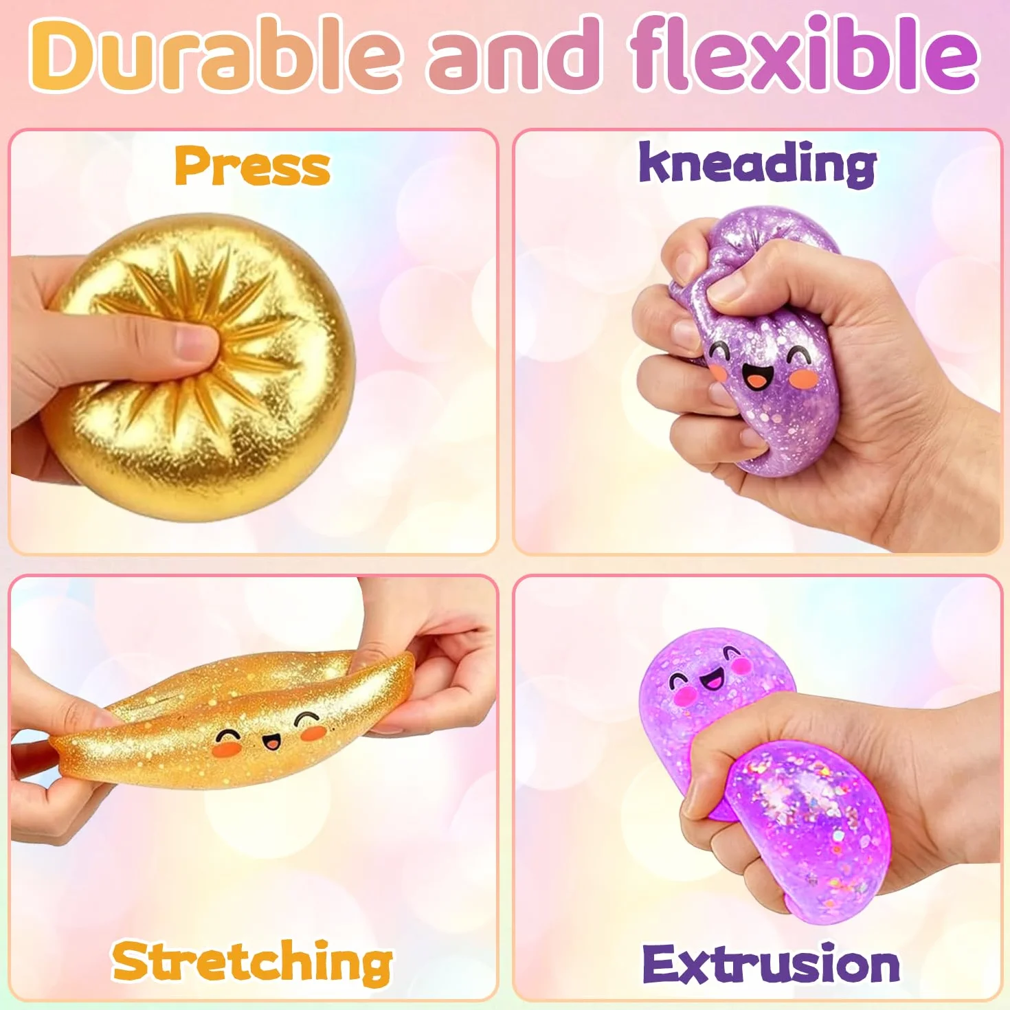 Giocattoli Antistress Gnocco, 2 Pezzi Glitter Dumpling Squishy, Fidget Toy Gigante