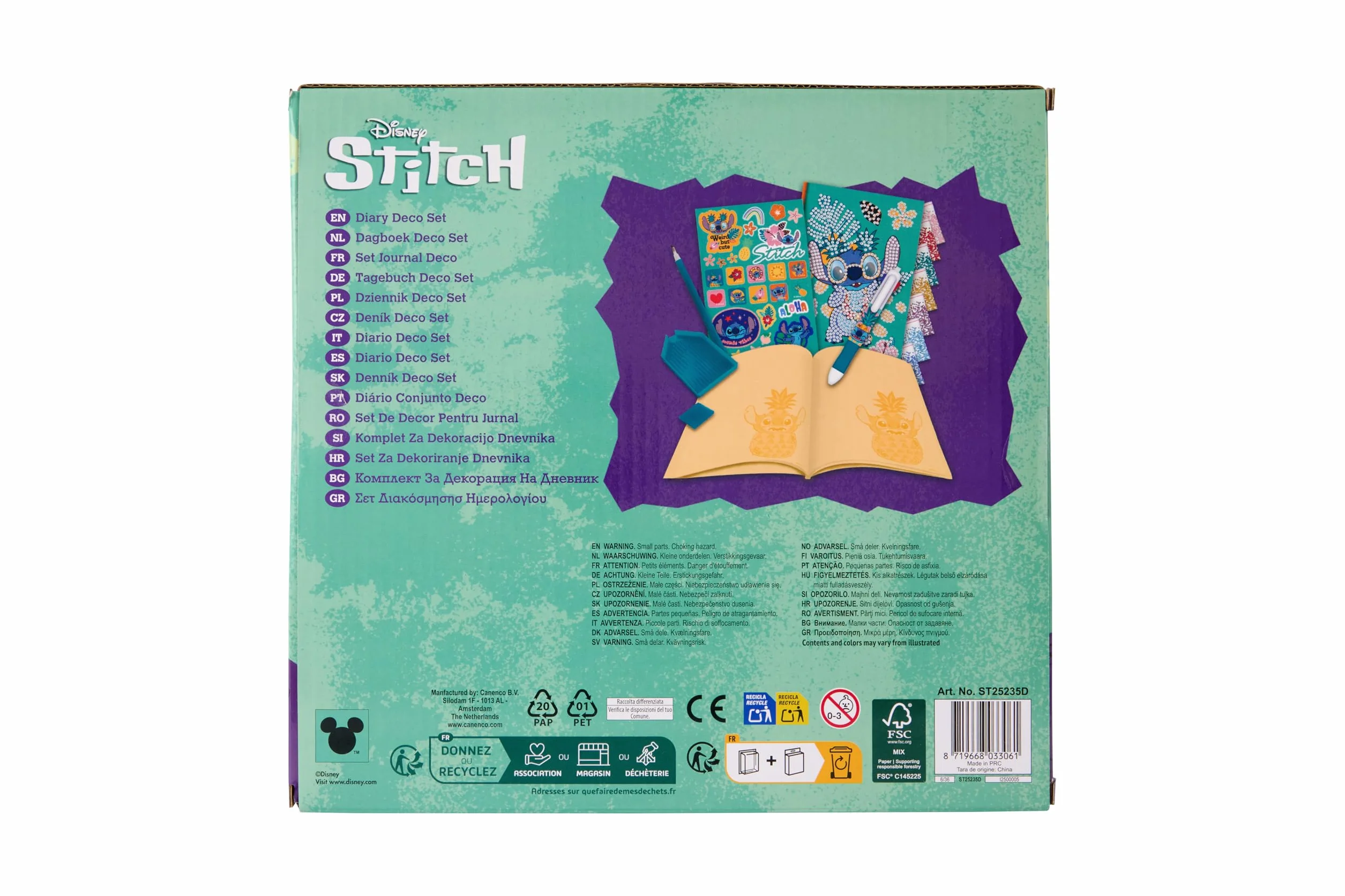Set Diario Stitch per bambini | Kit Diamond Painting per bricolage dai 3 anni | Con adesivi e pietre glitterate | Regalo creativo per ragazze | Kit fai da te con diario, penna, adesivi e diamanti
