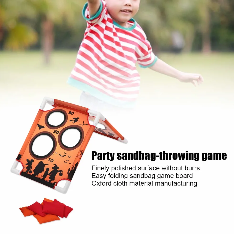 Karlak Gioco di Lancio di Sacchi Sabbia per Bambini, Divertente Gioco società con Motivo Zucca per L'interazione tra Genitori e Figli, Realizzato in Tessuto Oxford, Set con 6 Sacchi Sabbia e Borsa il