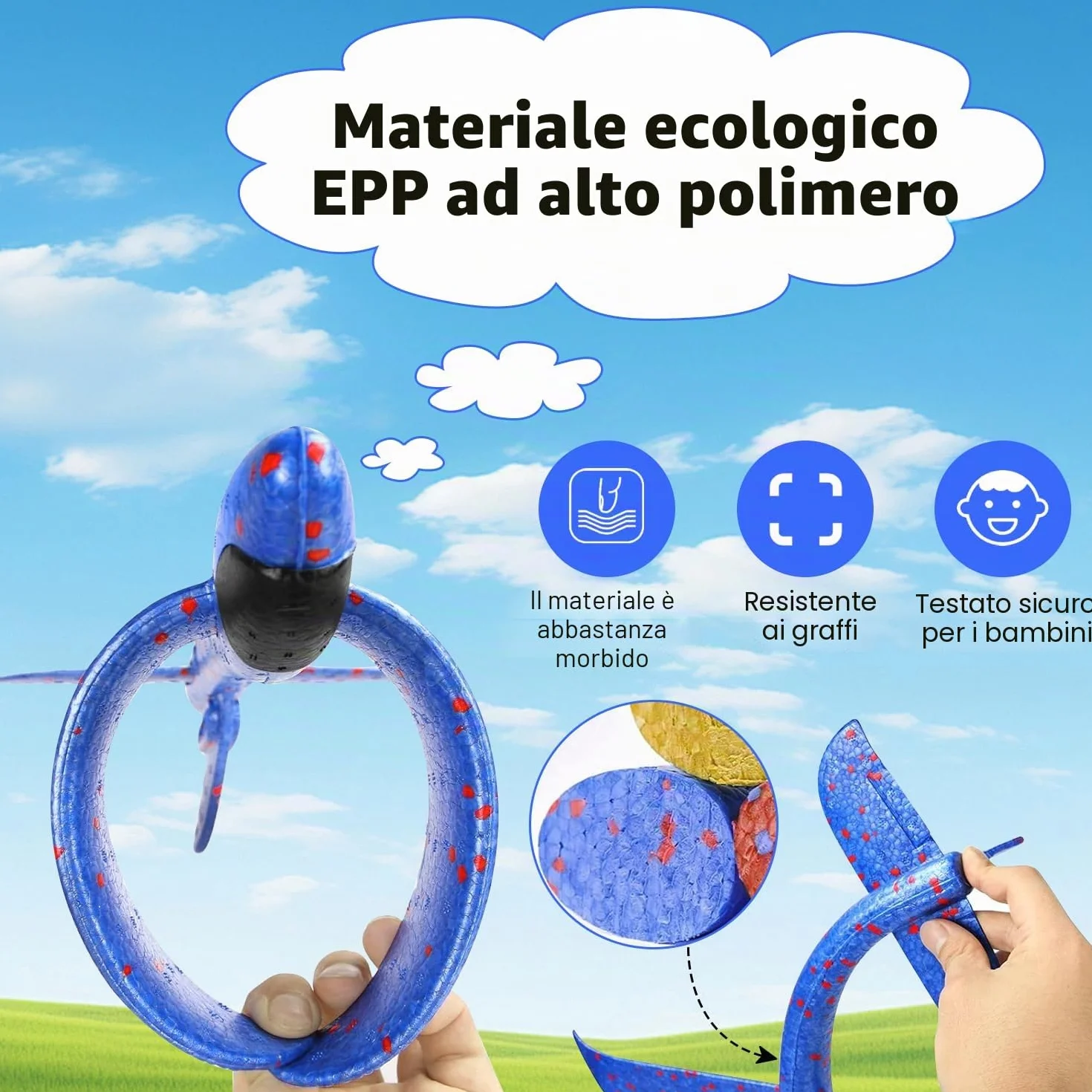 Aereo Polistirolo con Pistola Catapulta, 4 Pezzi Aereo Giocattolo, Aereo in Schiuma Giocattolo Giochi Giardino Esterno, Aliante Aeroplano Schiuma Giochi Bambini 3-8 anni