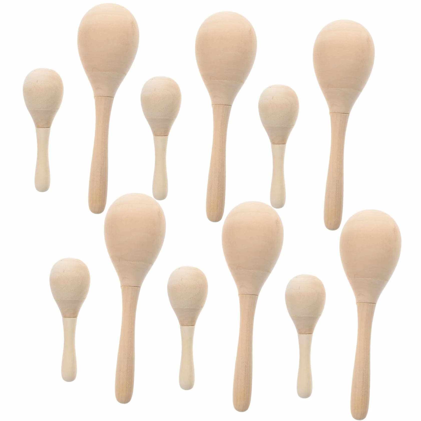 Gatuida Maracas in Legno da Dipingere 12 Pezzi, Strumenti Musicali Maracas per Ragazzo Ragazza, Giocattolo Educativo Precoce per Scuola e Feste, Sonagli Percussione Fai da Te per Attività