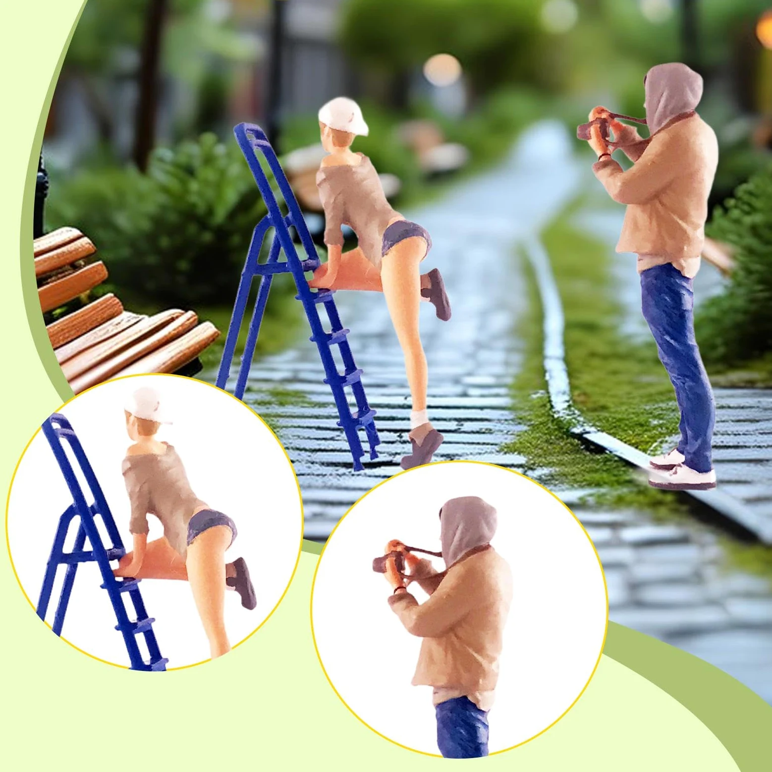 Miniature Scene Figure Set Persone Miniature Dipinte in Resina 1 64 Modelli Oggetti Collezionabili Accessori Diorama Scenico Adatti per Case delle, Cachi