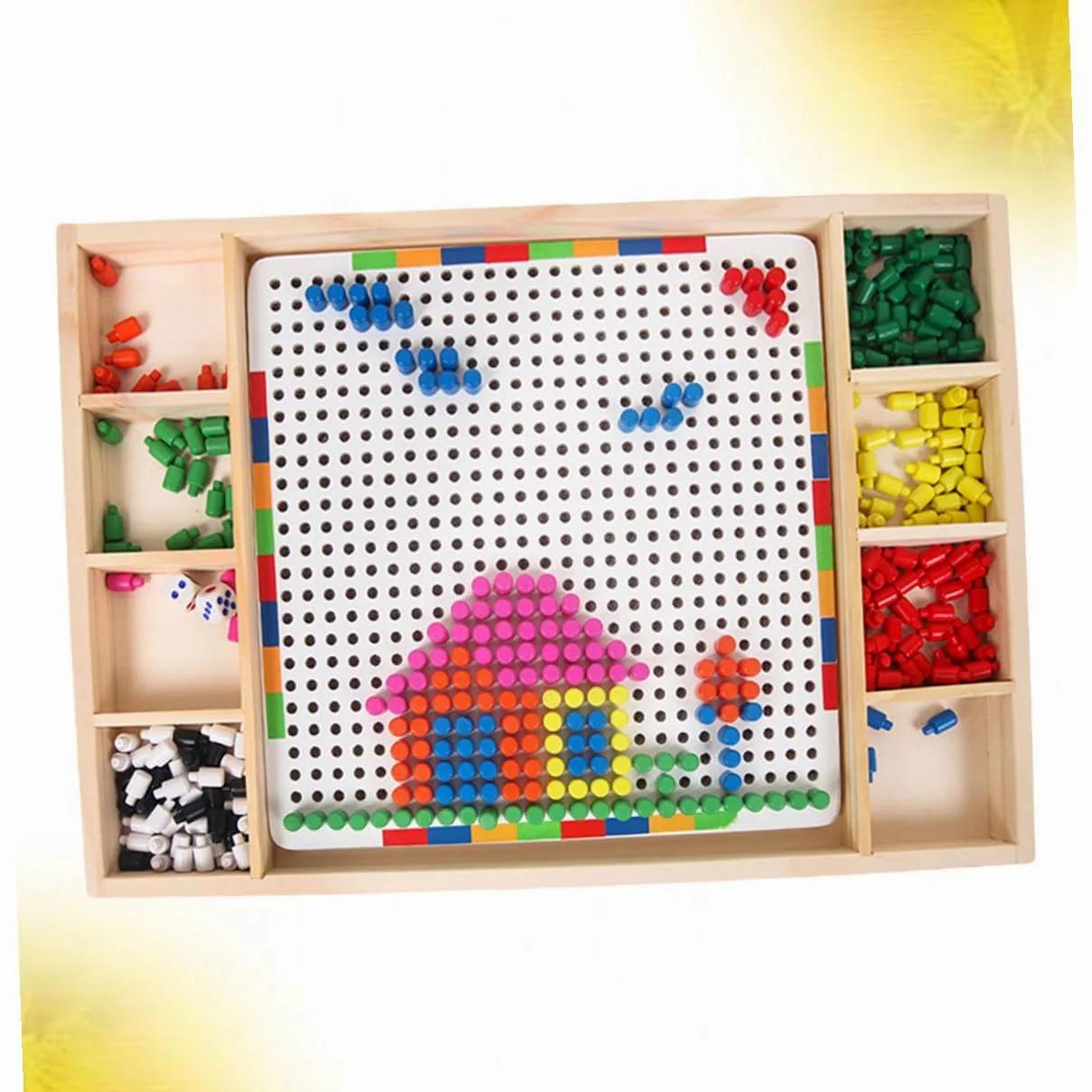 SOIMISS Gioco Educativo Chiodini a Forma di Fungo per Bambini, in Plastico Bianco, Arricchisce Creatività e Immaginazione, per Compleanni e Vita Quotidiana