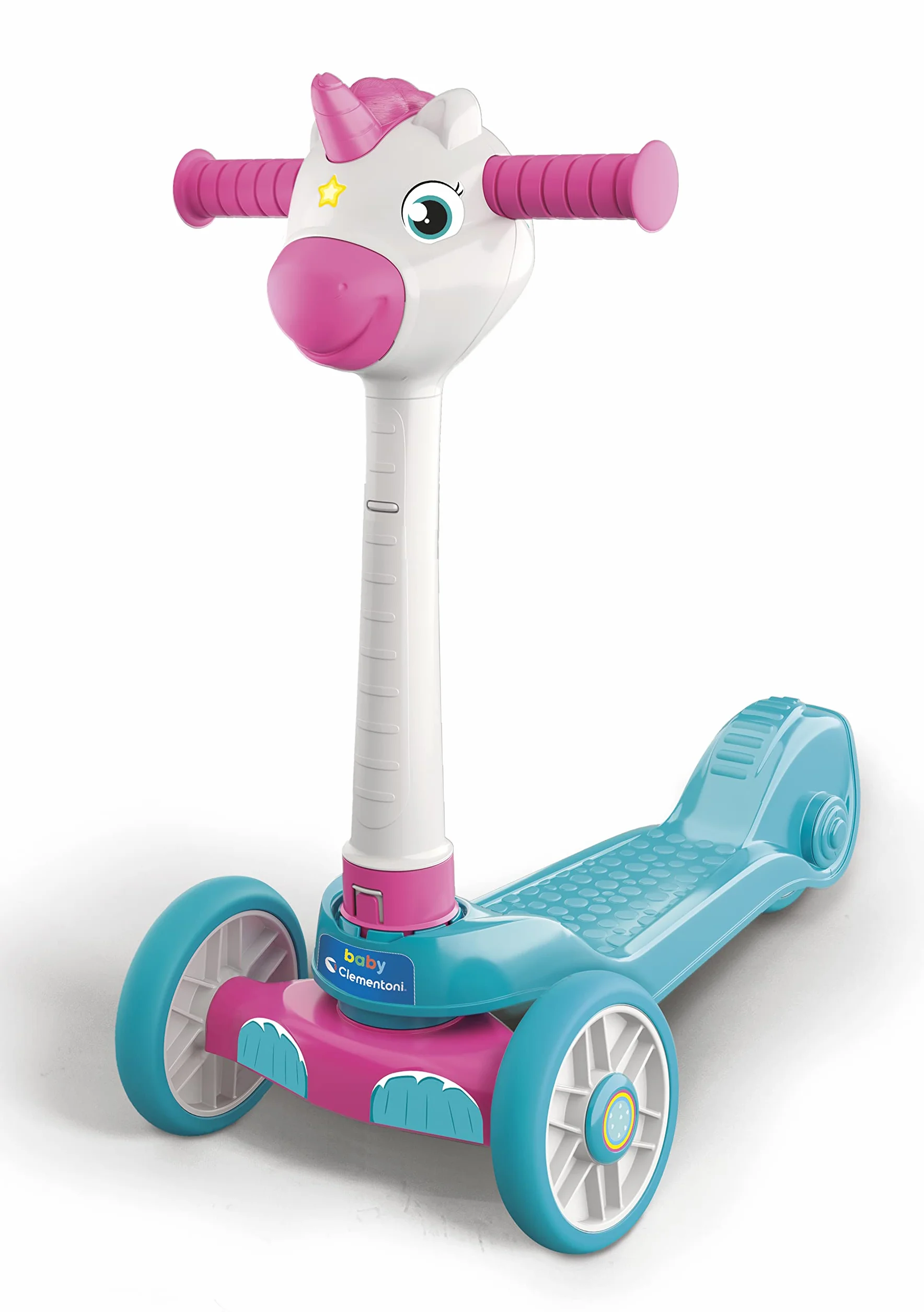 Clementoni - 17749 - Baby Unicorn Push Scooter, Monopattino Bambina 2 Anni con 3 Ruote, Gioco da Esterno ed Interno, Made in Italy, Taglia Unica