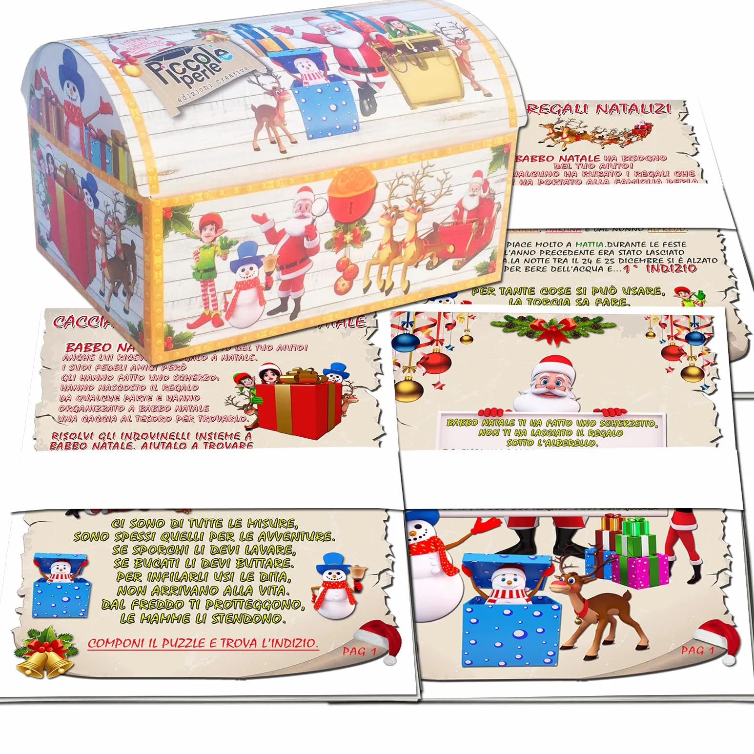 Caccia al tesoro natalizia in scatola per casa 8-12 anni - Giochi natalizi per bambini - Caccia al regalo di Babbo Natale - Caccia al tuo regalo di Natale - Giochi di natale per bambini