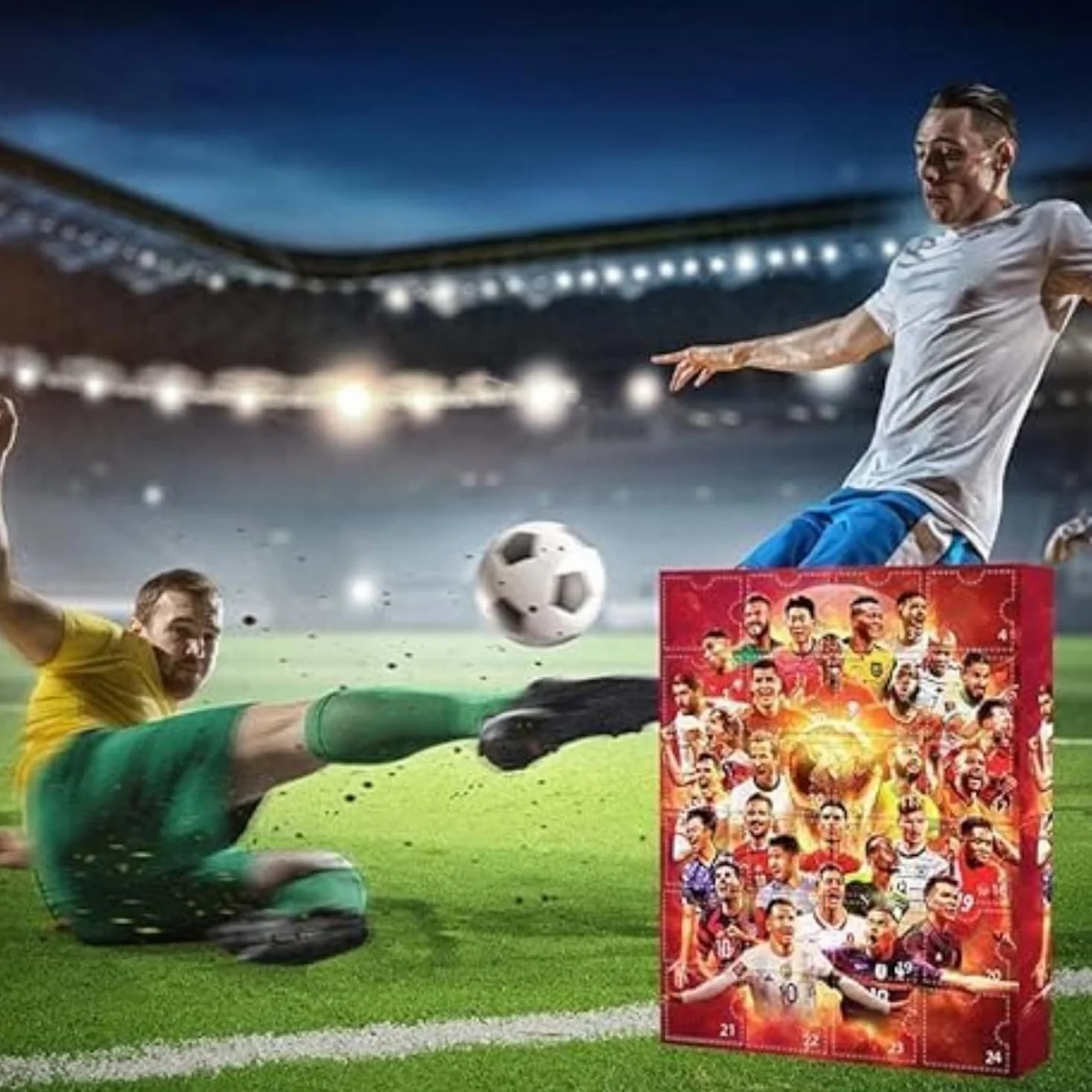 Calendario dell'Avvento 2025, 24 giorni, conto alla rovescia di Natale, calendario dell'Avvento con 24 accessori da calcio, per regali di Natale 2024 (A)