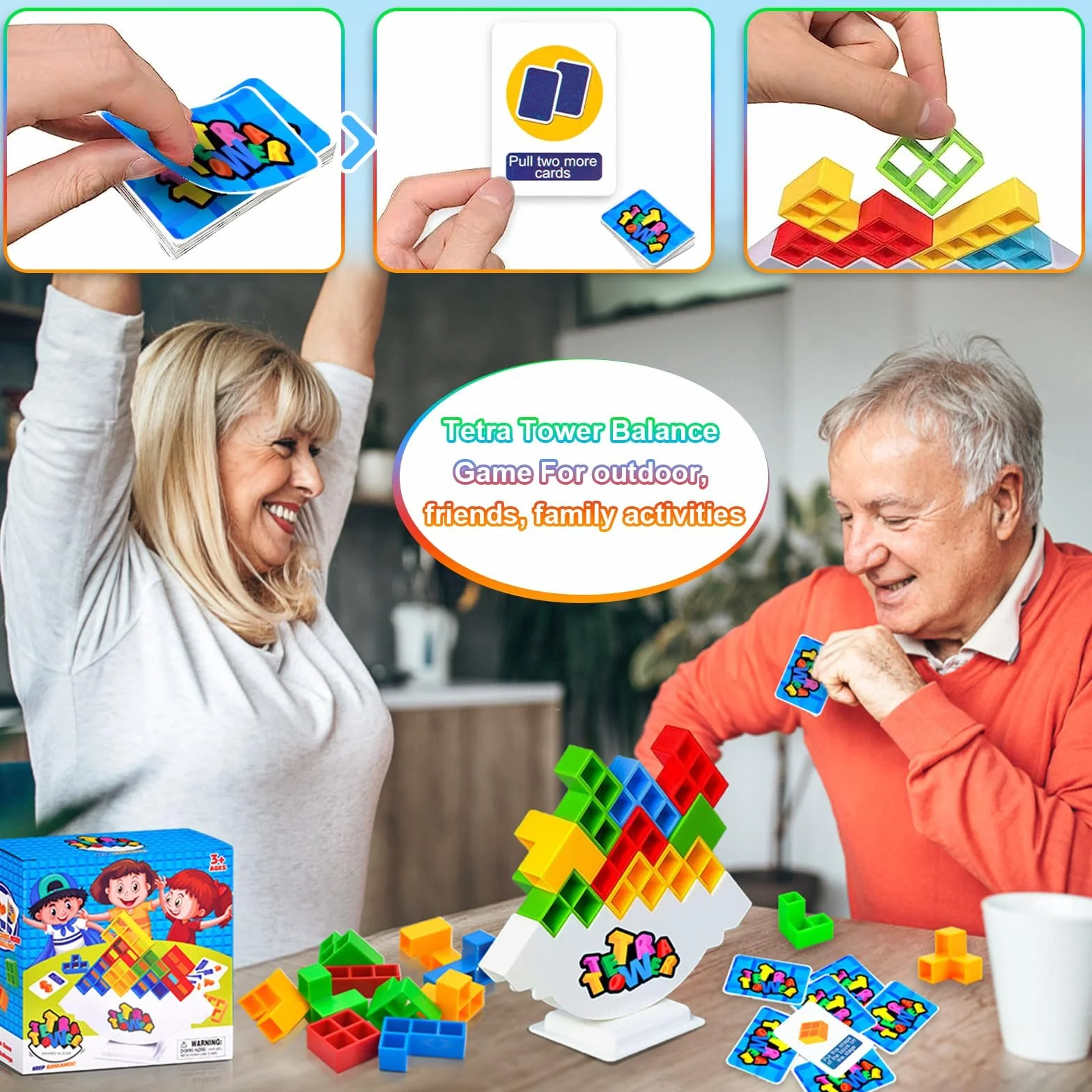 Jadyon 64 Pcs gioco per bambini, Tetra tower, Gioco Stack Attack Giocattolo Impilabile, Montessori Giochi Tower Balance Game Regalo per Bambini e Adulti.