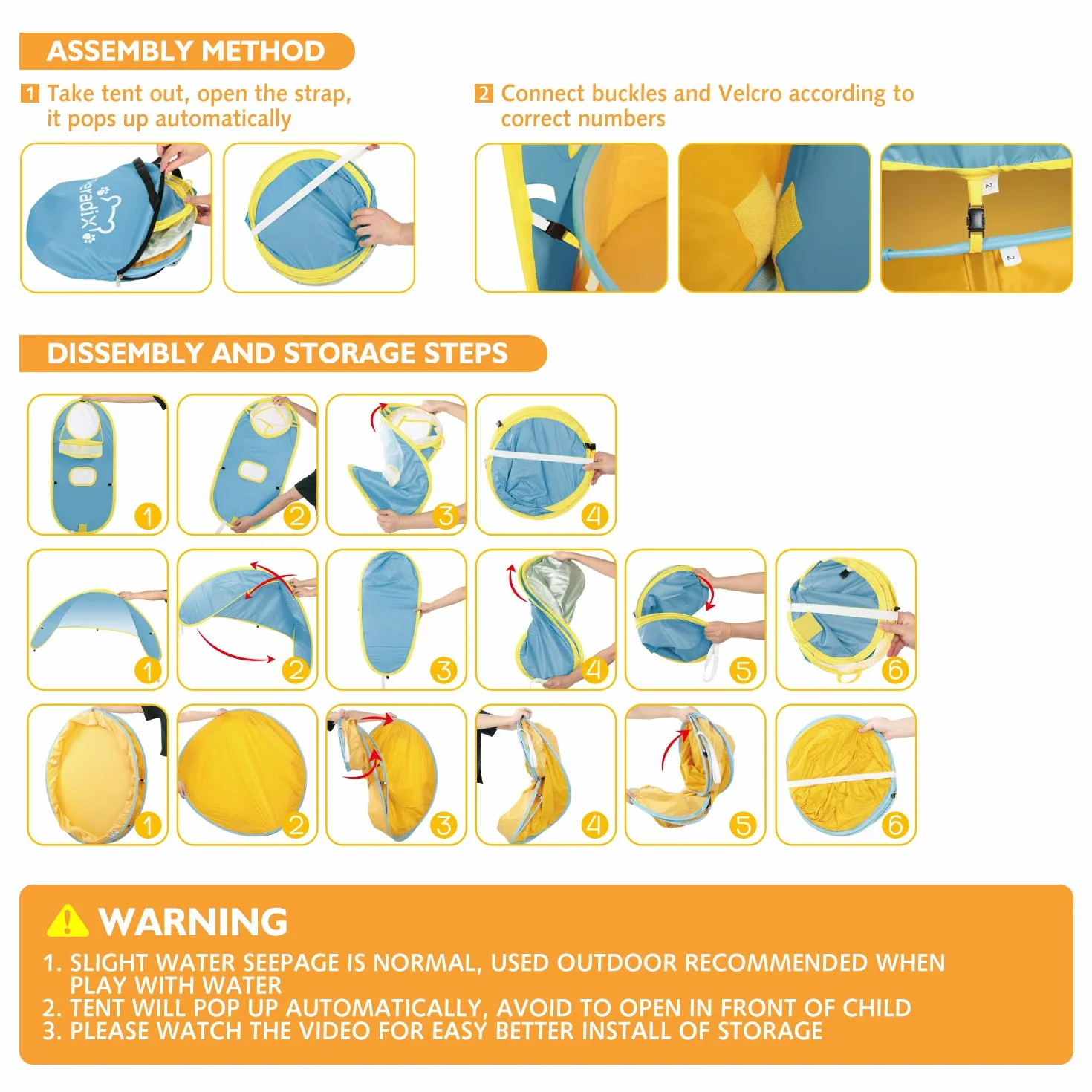 Peradix 2 in 1 Tenda da Bambini Pop Up Pieghevole, Mini Vasca Palline Casetta Solare Anti-UV con Tettoia e Canestro Viaggio in Spiaggia