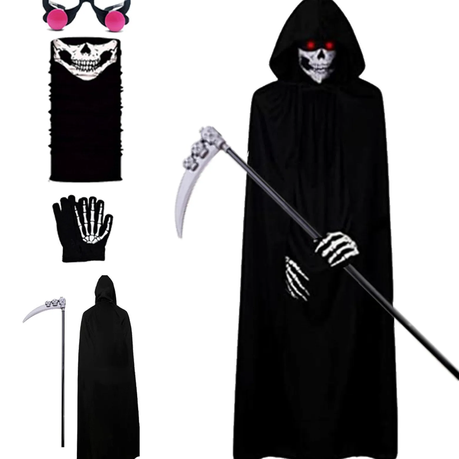 Mantello di Halloween per bambini, 5 pezzi, kit di costumi e accessori per il gioco | Set di costumi per bambini, per feste di Halloween, Natale, carnevale, feste in maschera e spettacoli