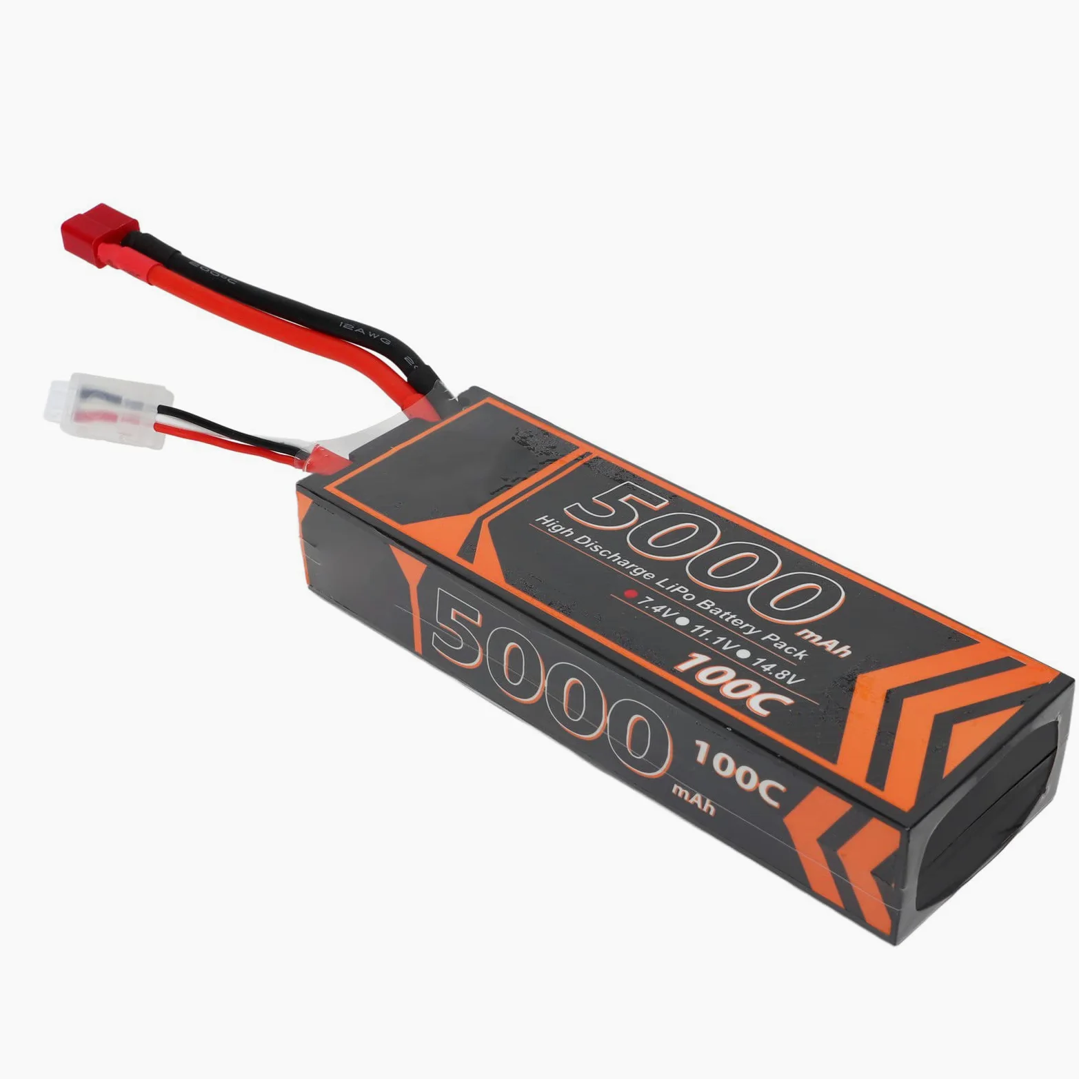 Alomejor Batteria Lipo RC 7.4V 5000mAh 2S 100C, Batteria Lipo Rigida con Spina Rossa a Forma di T per Quadricottero RC Modello FPV Racing