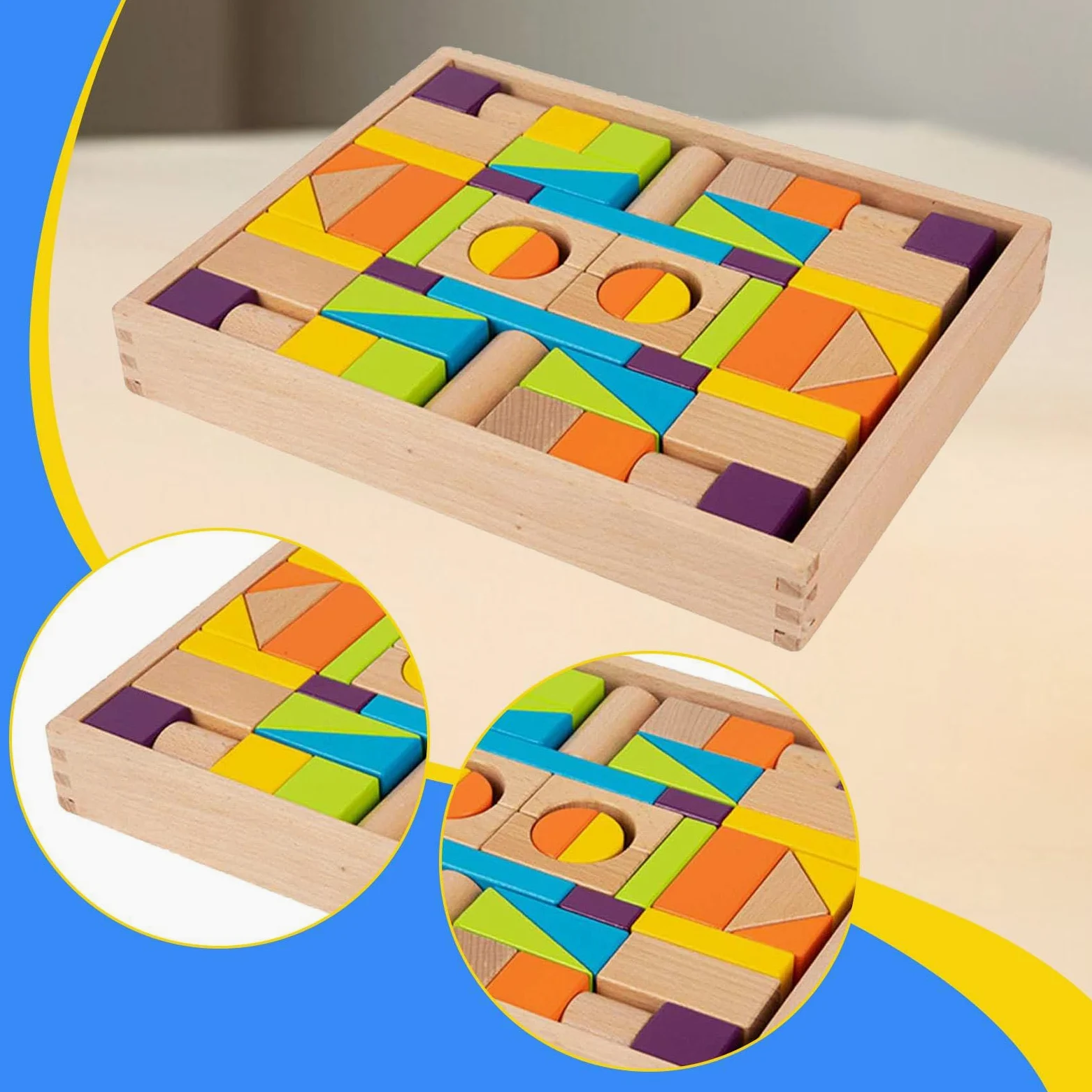 Blocchi di Costruzione Set Blocchi in Legno Blocchi Sensoriali Giocattolo Educativo Sviluppo Motricità Fina Adatto per Gioco Genitore Bambino Regalo D, Colorato