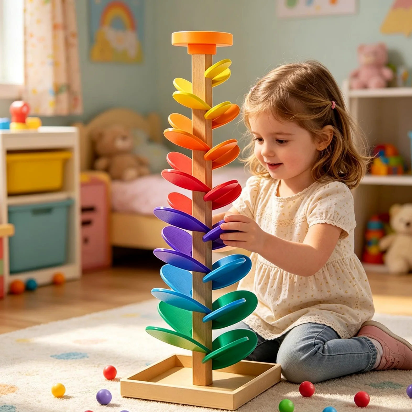 Pista di Biglie Giocattoli Educativi in Legno Interattivi | Pista da Costruire Albero Musicale per Bambini Bambini E Bambine Scuola 'Infanzia Sala Giochi Festa