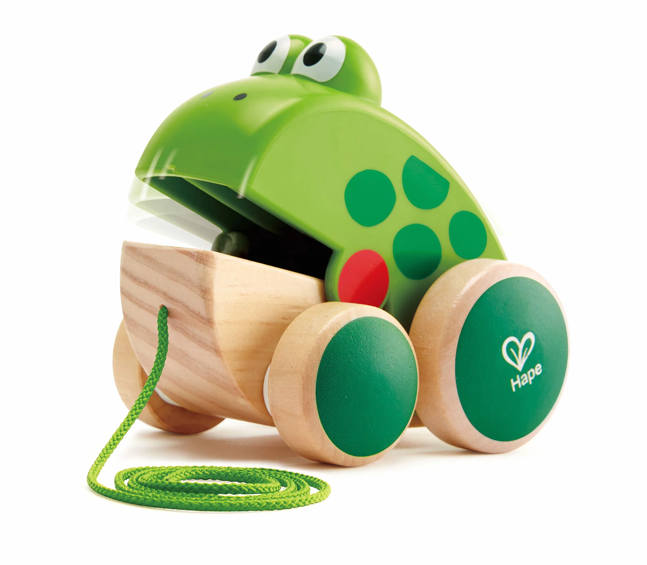 Hape Rana da tirare | In legno e ABS | Ranocchia che apre e chiude la bocca