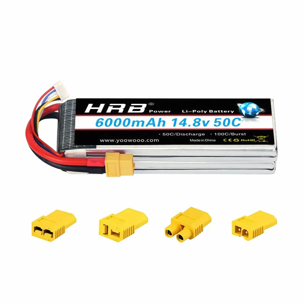 HRB 14.8V 6000mAh 4S 50C-100C RC Lipo Batteria con xt60 spina Per RC Autocarro Barca Drone Elicottero Quadcopter (EC3/Deans/Tamiya)