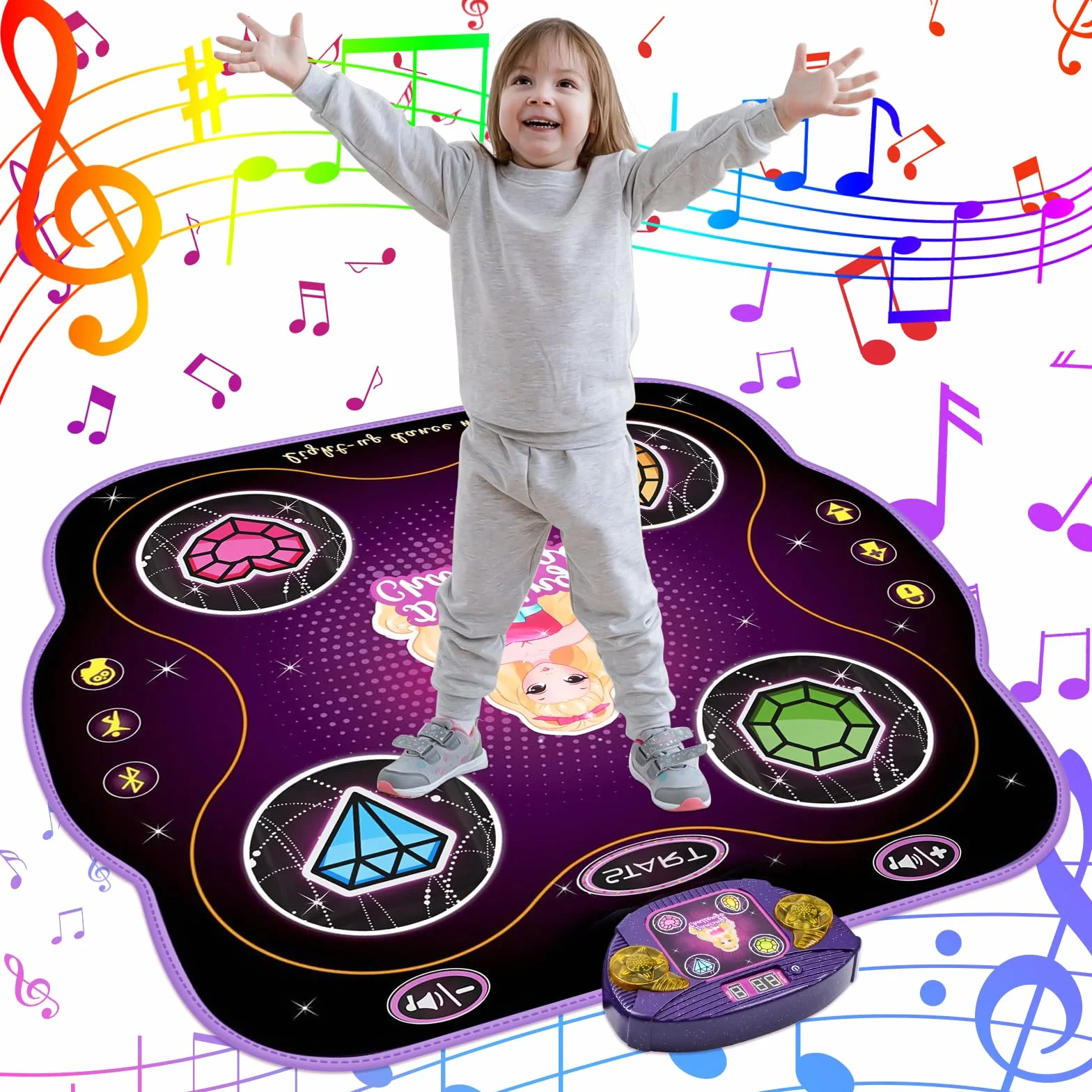 ZWOOS Tappetino da Ballo per Bambini 3-10+ Anni, Tappetini da Ballo con Bluetooth, Tappeto Musicale Regalo Bambina 3-12+ Anni