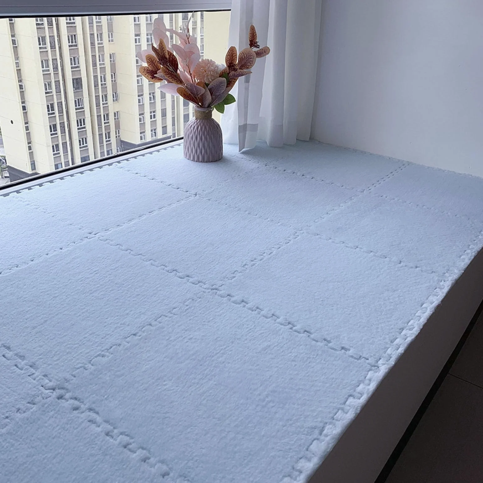 Tappeto ad Incastro Splice, 10 Pezzi, Tappetino in Schiuma per Pavimenti a Puzzle, Piastrelle per tappeti in Schiuma quadrate ad Incastro, tappetini in Schiuma per pavime,Light Blue