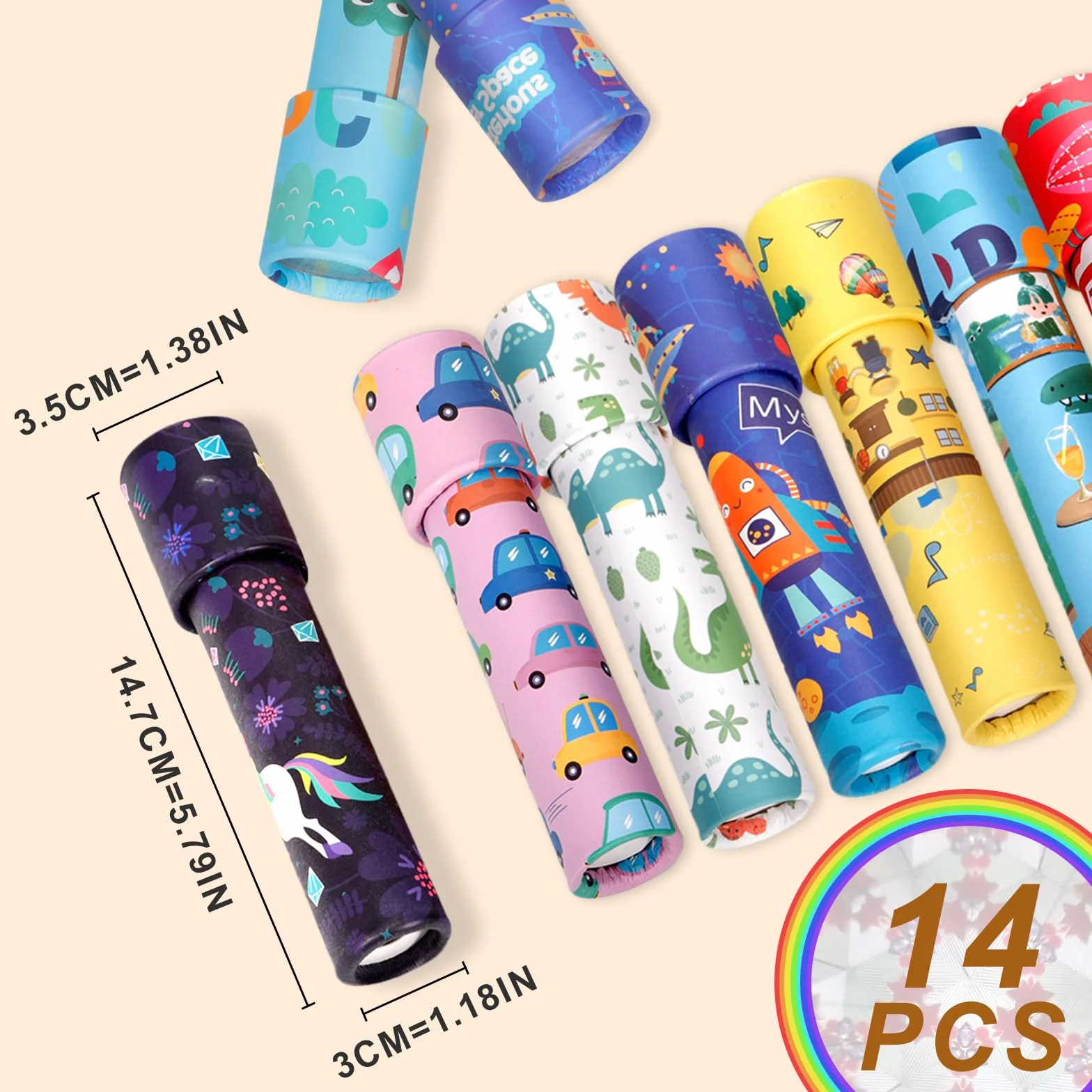 Caleidoscopi per Bambini 14 Pezzi, Giocattolo Caleidoscopio di Carta Classico, Bomboniere per Feste, Regalo Natale, Premio Scuola