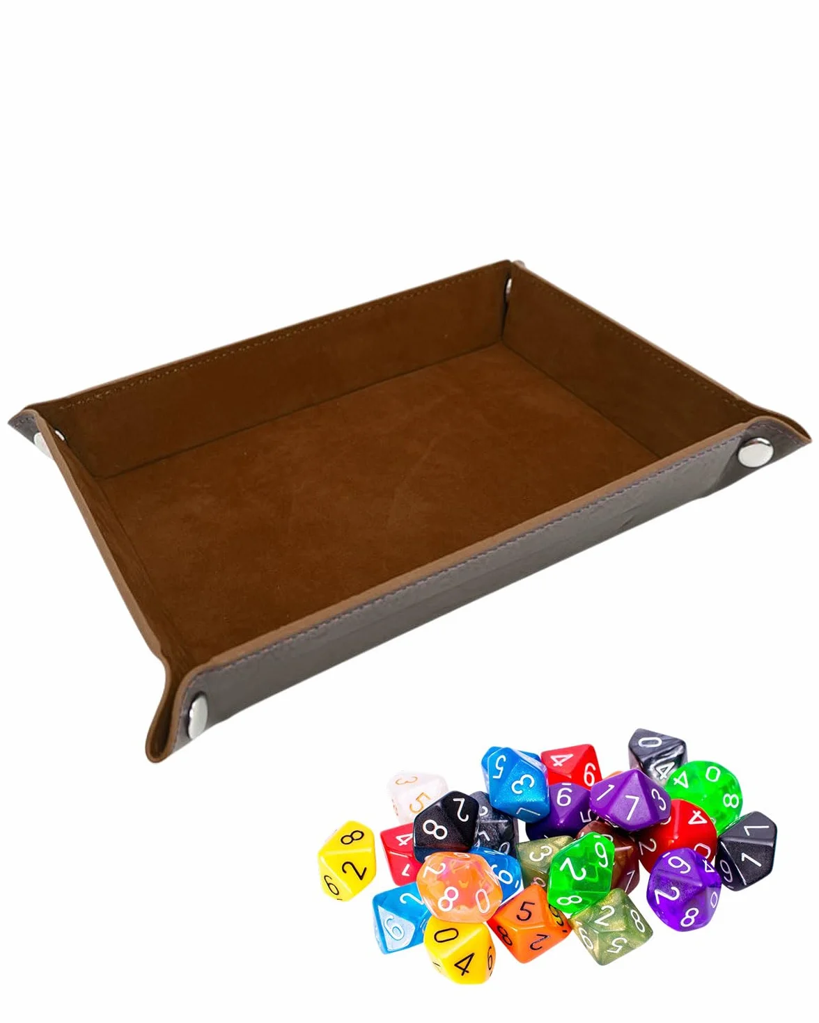 Tavola per Dadi, Cuoio Pieghevole rettangolo in PU e Velluto Verde Scuro Supporto per Dadi Rpg Gioco Altri Giochi da Tavolo(marrone)