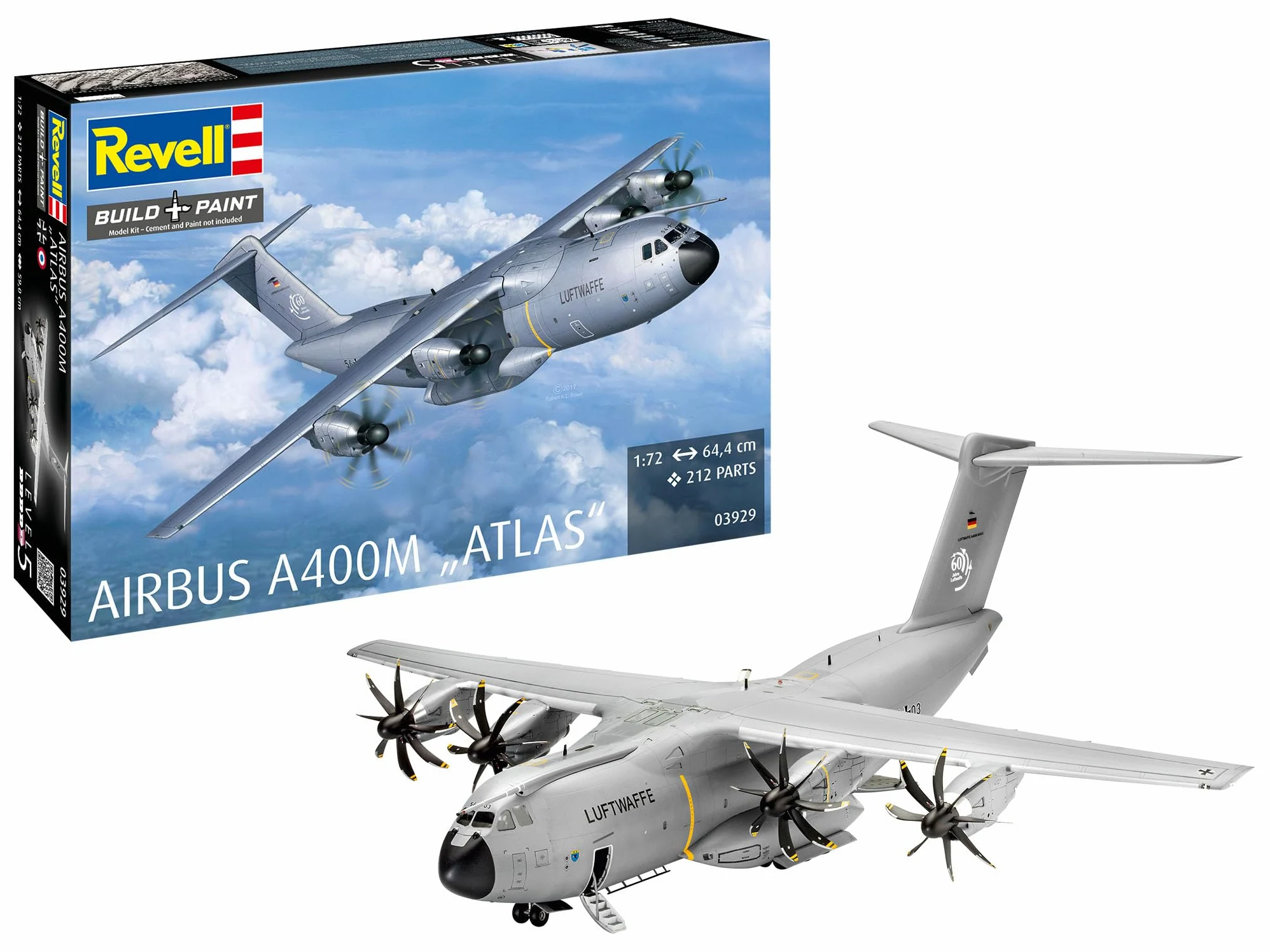 Revell 03929 Airbus A400M ATLAS scala 1:72 non costruito/non verniciato Kit modello in plastica