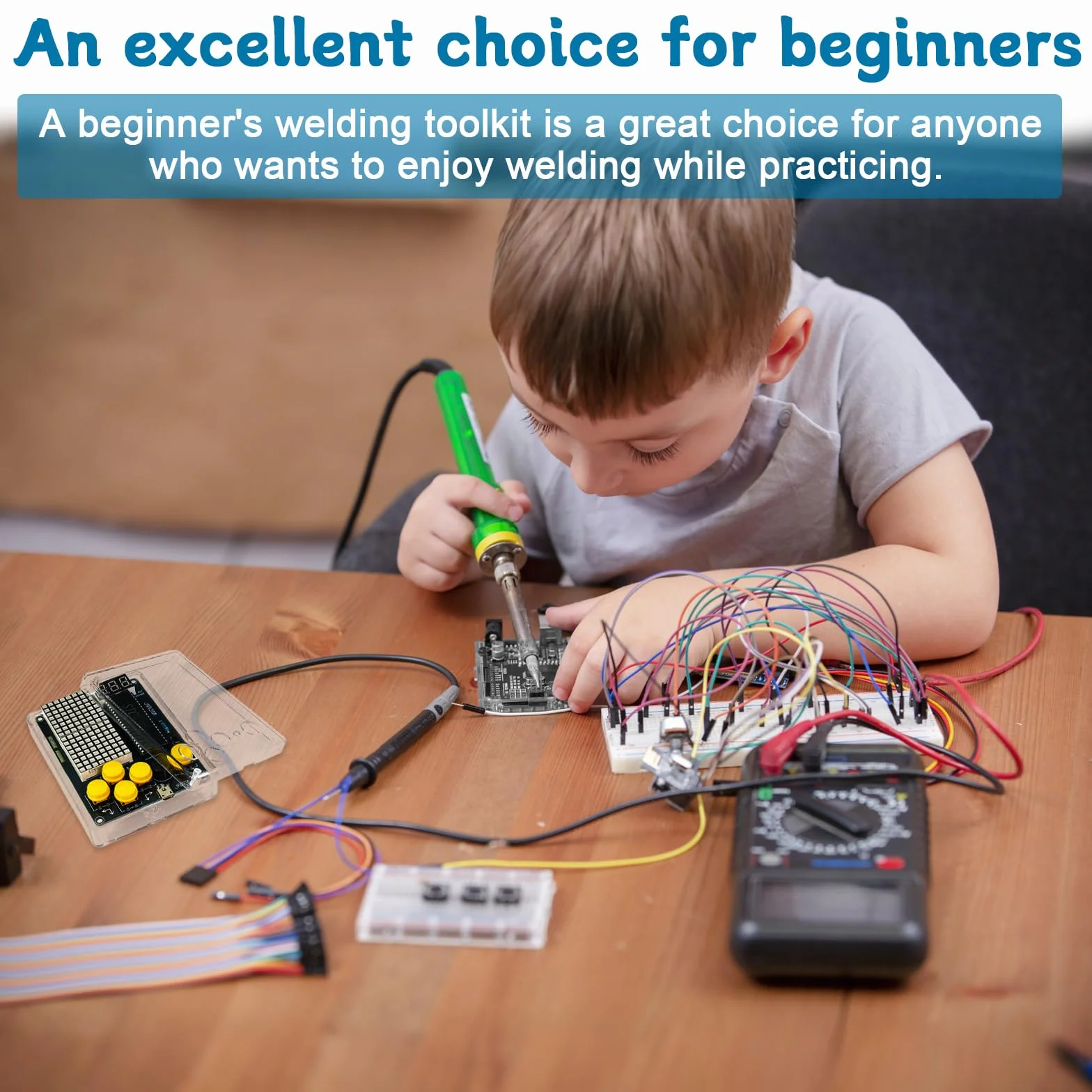 FAELNK Kit di Saldatura per Console di Gioco DIY Kit di Saldatura per Console di Gioco 7 in 1 Portatile DIY per Studenti Apprendimento e Uso Quotidiano