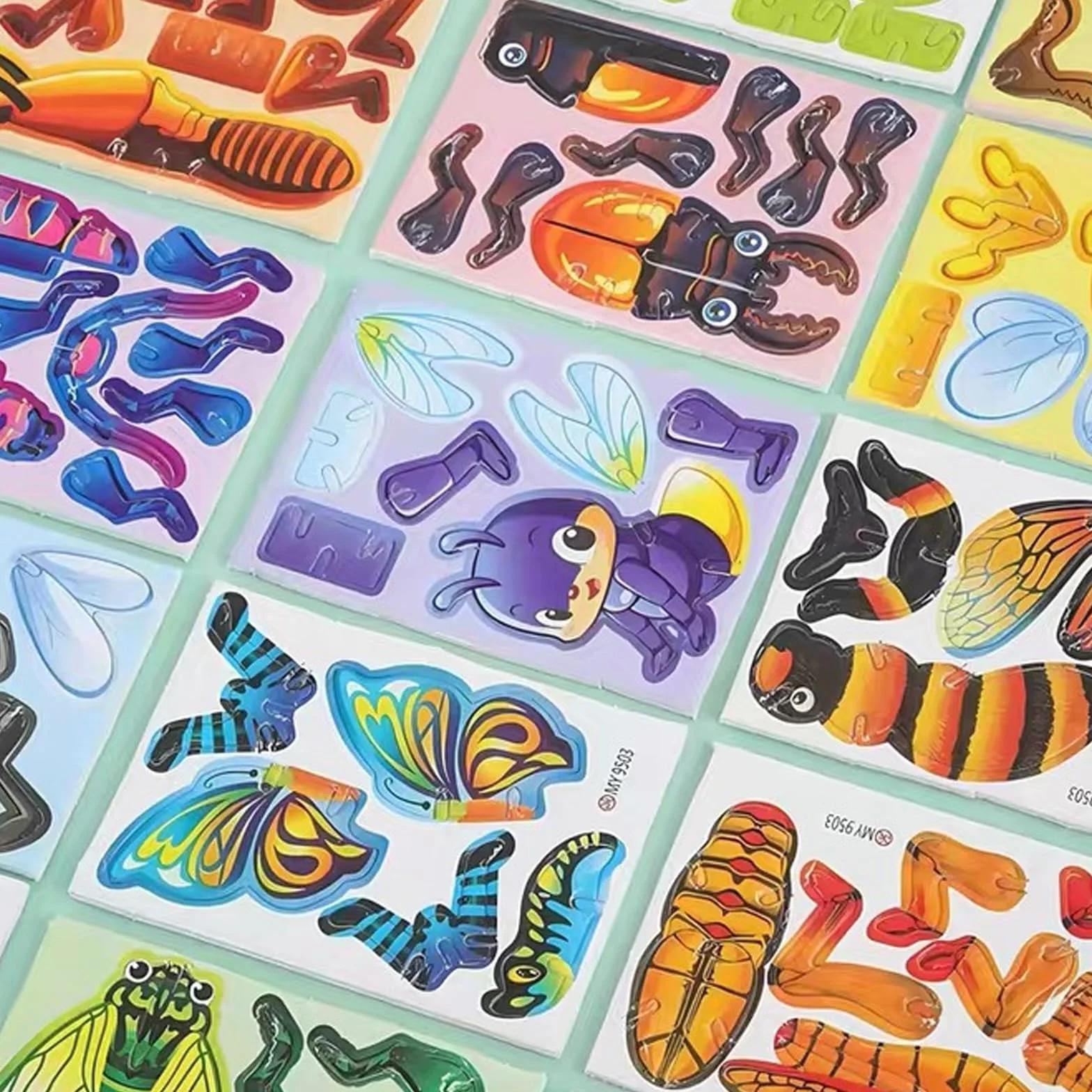 dellyy Puzzle 3D per Bambini, Puzzle con Animali da 30 Pezzi per Bambini, Puzzle di Cartoni Animati, Puzzle Educativo di Cartoni Animati 3D, Mini Puzzle (Insetti)