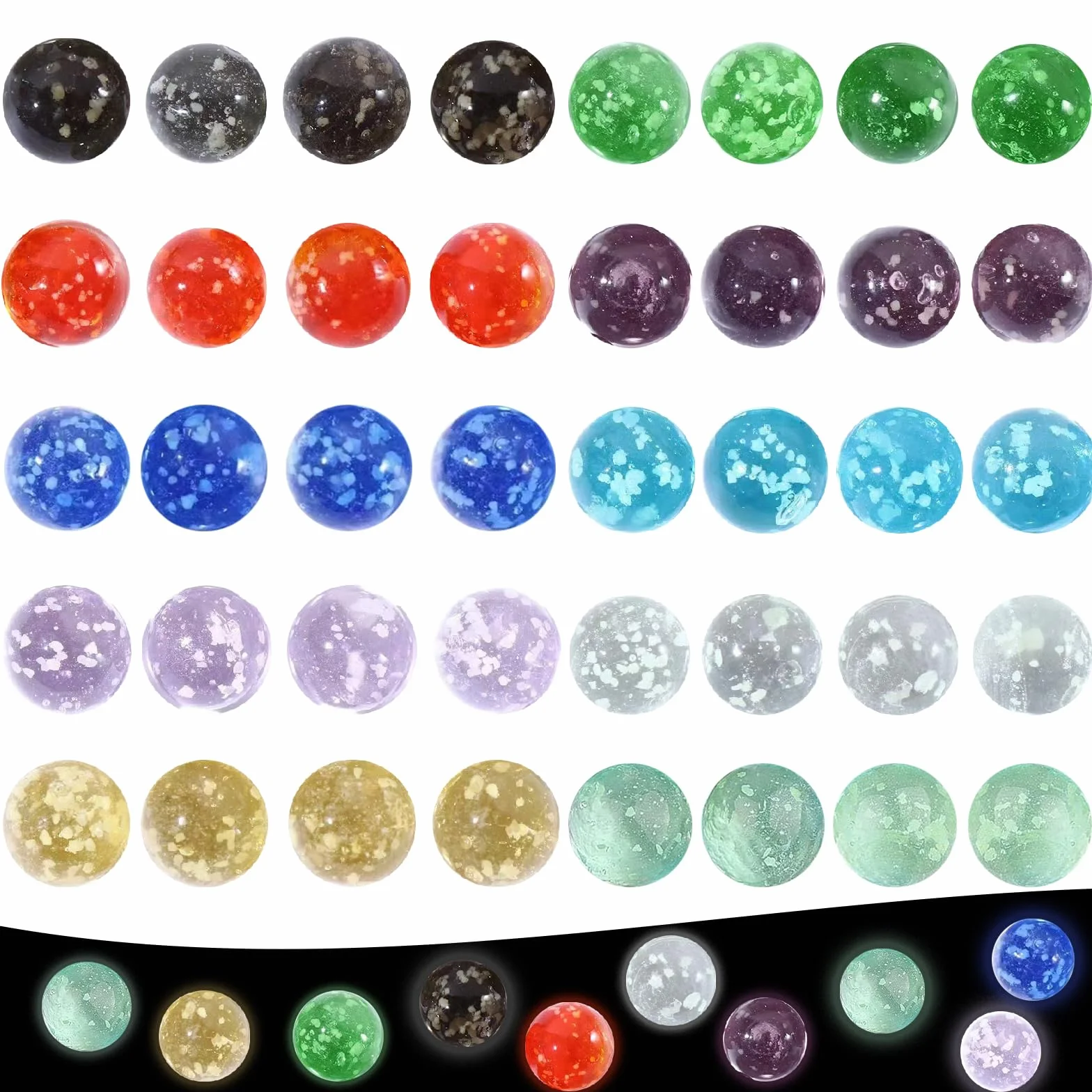 Biglie Colorate di Vetro 16mm 40 Pezzi 10 Colori per Giochi Flipper Decorazioni Casa
