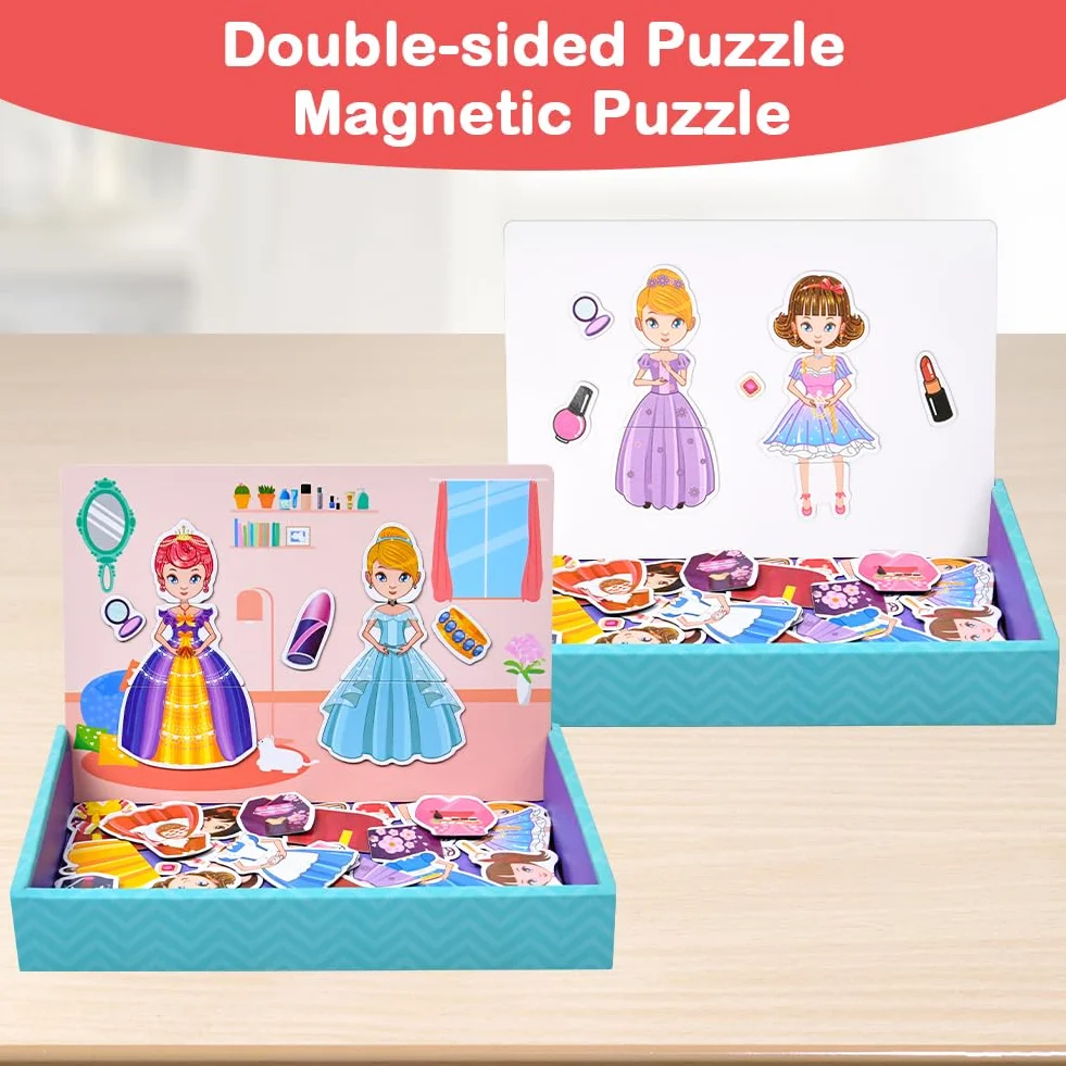 Aolso Set da gioco travestimento principessa, giocattolo puzzle magnetico educativo, 3+