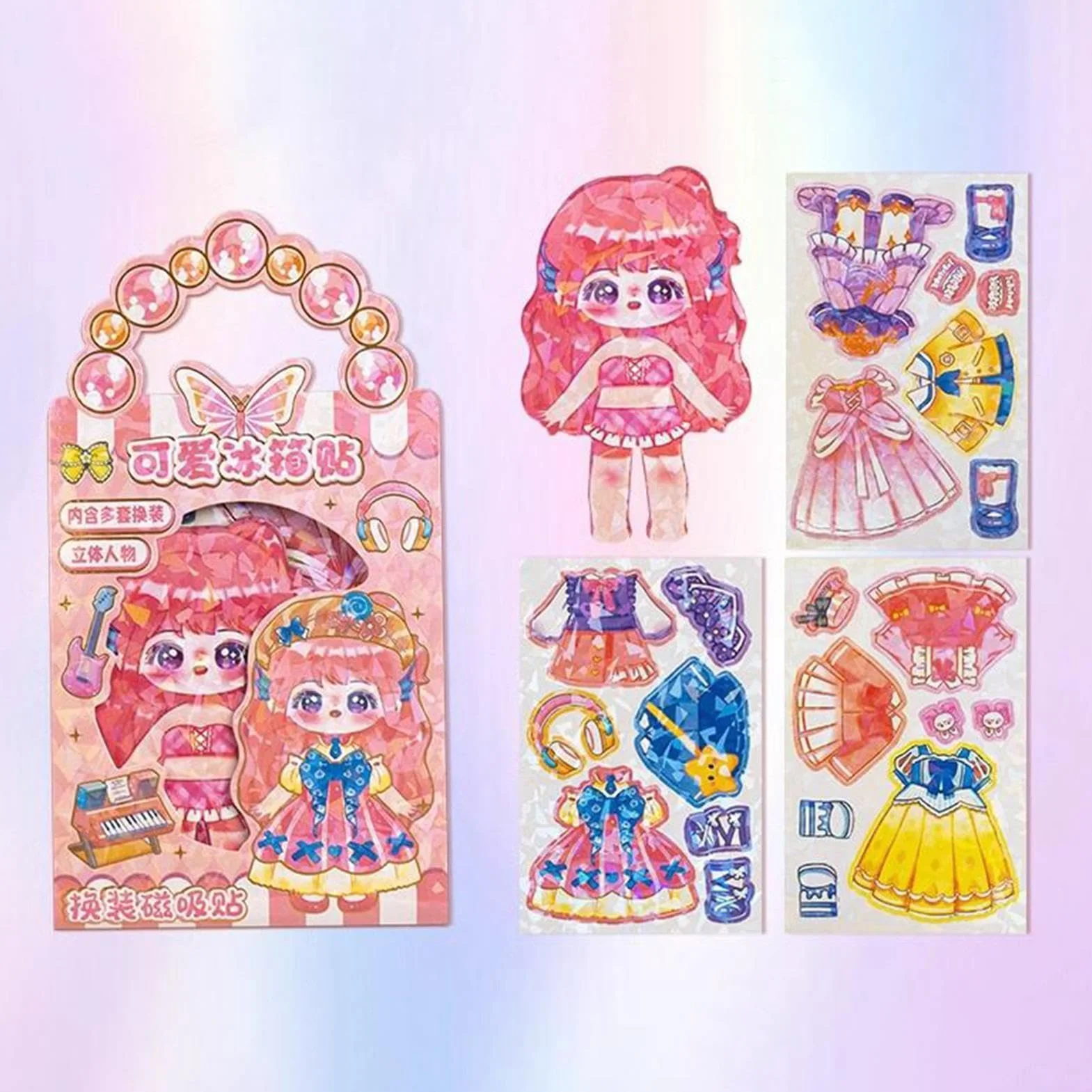 Generico Bambola Magnetica da Vestire - Giocattolo Magnete Frigo in Carta Vestiti Mix Match | Bambola di Carta Stile Anime per Bambini, Ragazze | Regalo Compleanno Gioco di Ruolo Creativo