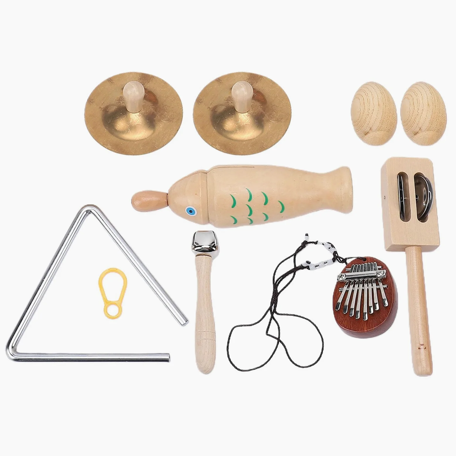 Jeffergarden Set di Strumenti Musicali Kit di Strumenti a Percussione in Legno Xilofono Tamburello Tamburo Maracas Jingle Bell per la Prima Educazione