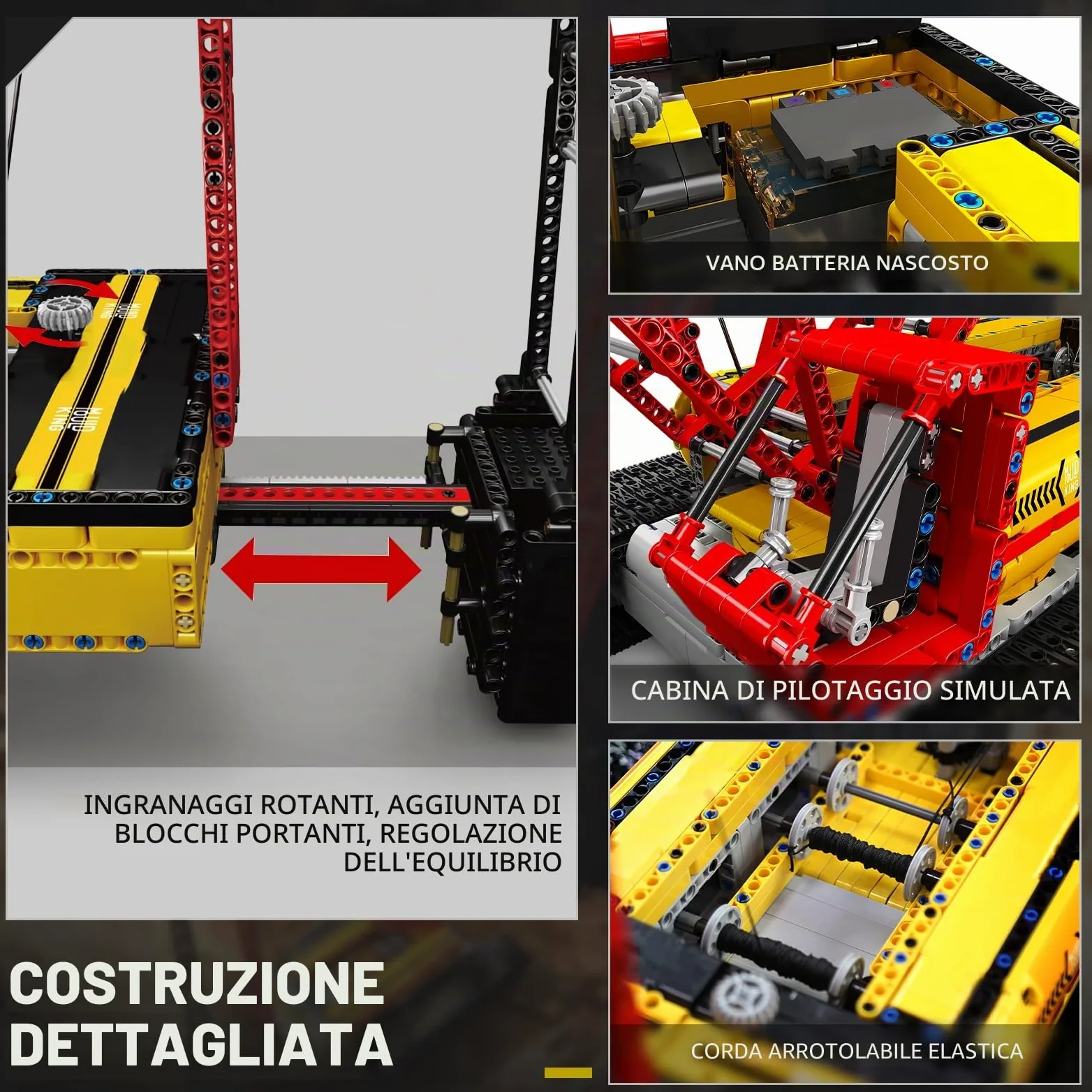 Mould King 17015 - Set di modellini per gru con 6 motori, per adulti