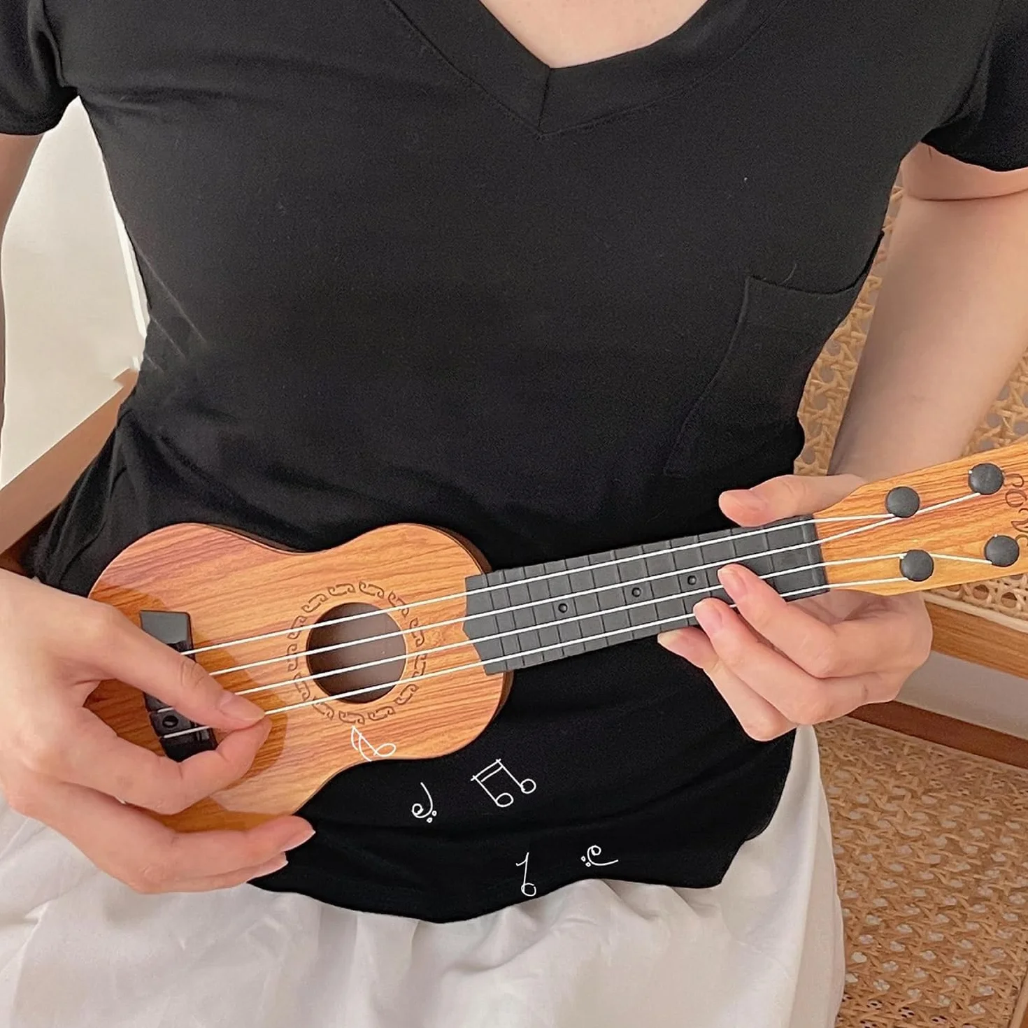 Chitarra per Bambini 38cm Giocattolo 4 Corde Regolabili Mini Ukulele Educativo Regalo