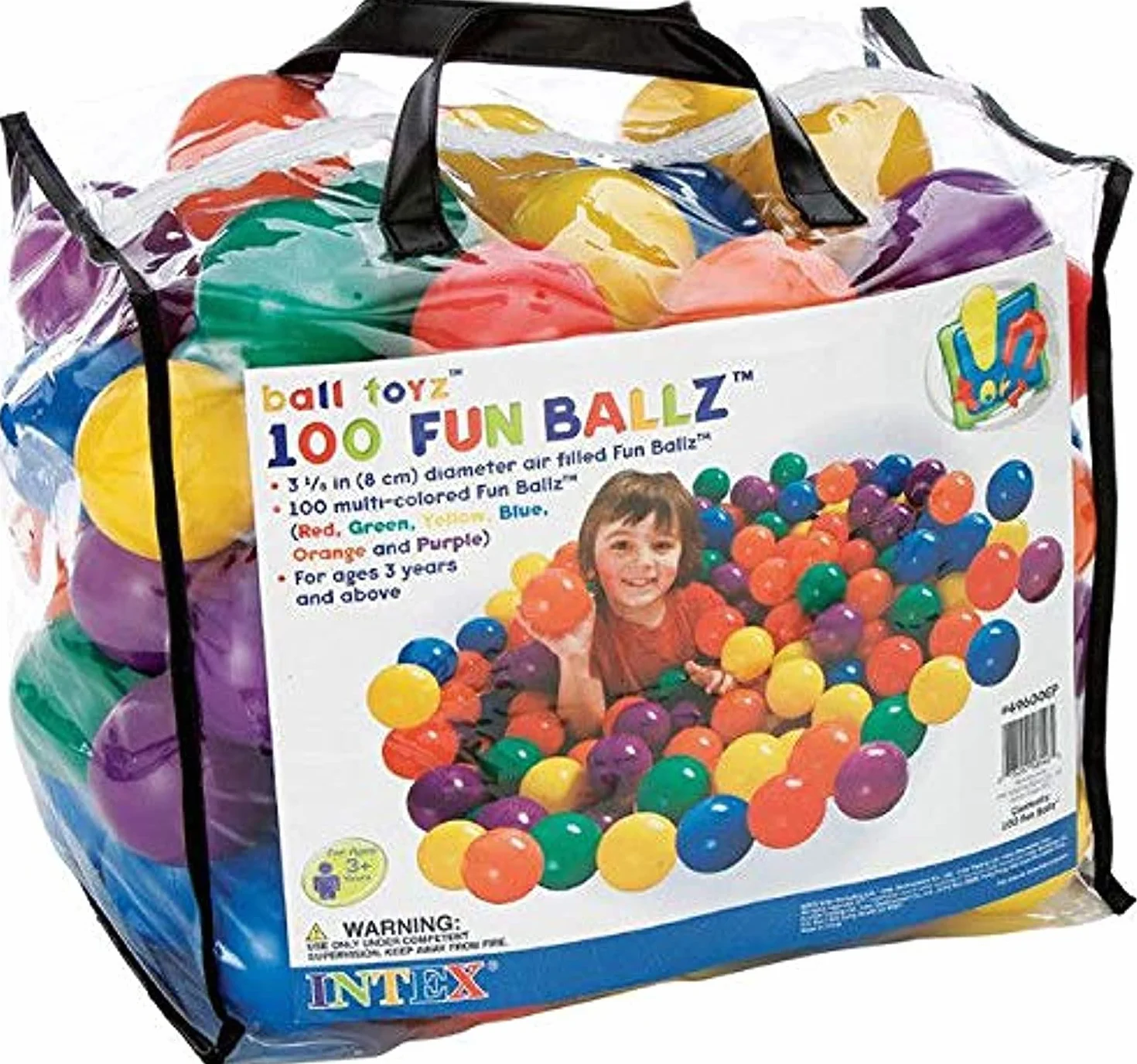 Fun Ballz - Borsa 100 palline colorate D8 cm +2A