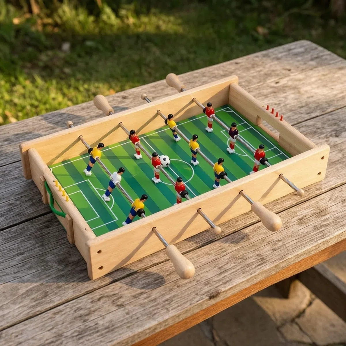 Calcetto in Legno con Aste Compatto | Stabile, Sicuro, Gioco, per area giochi, Famiglie