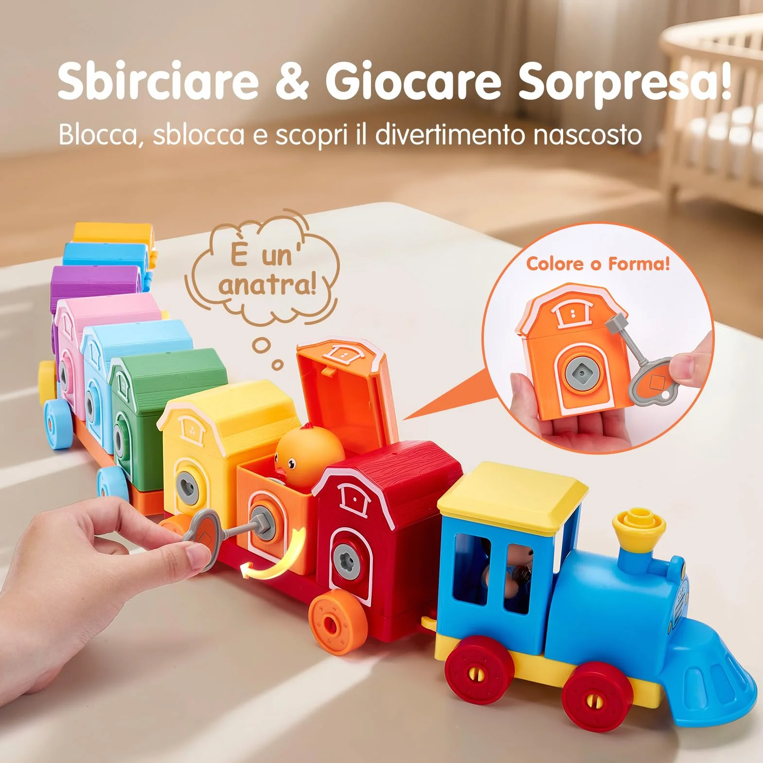 hahaland Giochi Montessori 1 Anno, Set Treno Giocattolo Educativo con Conteggio, Abbinamento e Ordinamento per Bambino 1 2 3 Anni