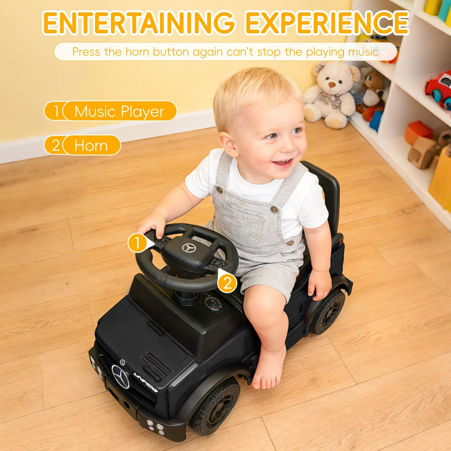 Macchina Cavalcabile Bambini Mercedes-Benz Unimog Licenza, Primi Passi 1-2 Anni Auto Glissante Bianco