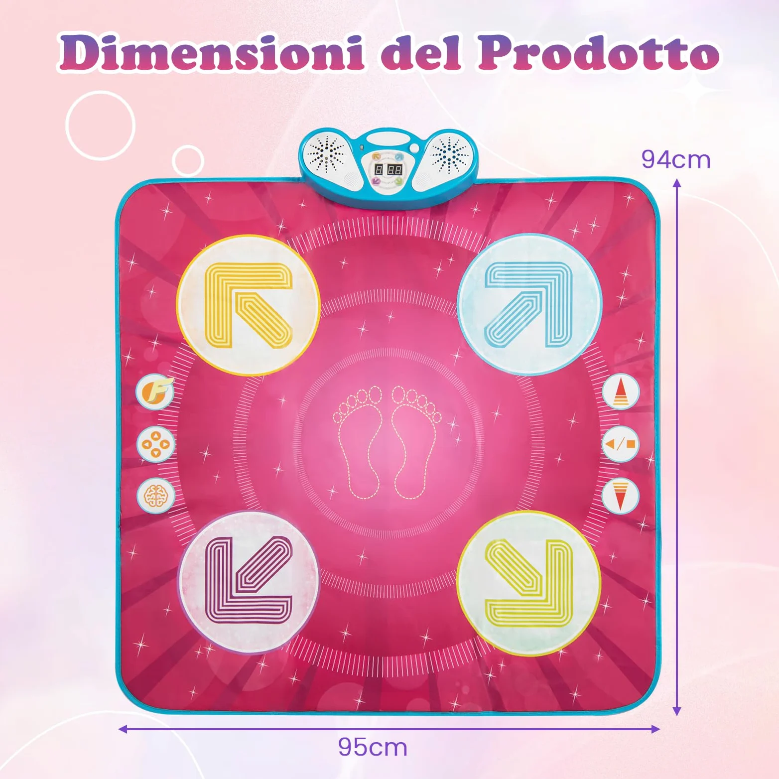 COSTWAY Tappeto da Ballo per Bambini, Tappeto Musicale Giocattolo con Luci | 8 Musiche di Sfondo, Schermo del Punteggio & Volume Regolabile, per Bambini 1+ Anno