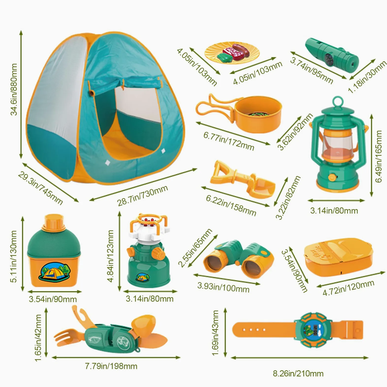 Set tenda da campeggio Giocattoli per bambini Set di 21 include tenda da, | Include tenda da campeggio per bambini, falò, lampada a olio, cibo finto per