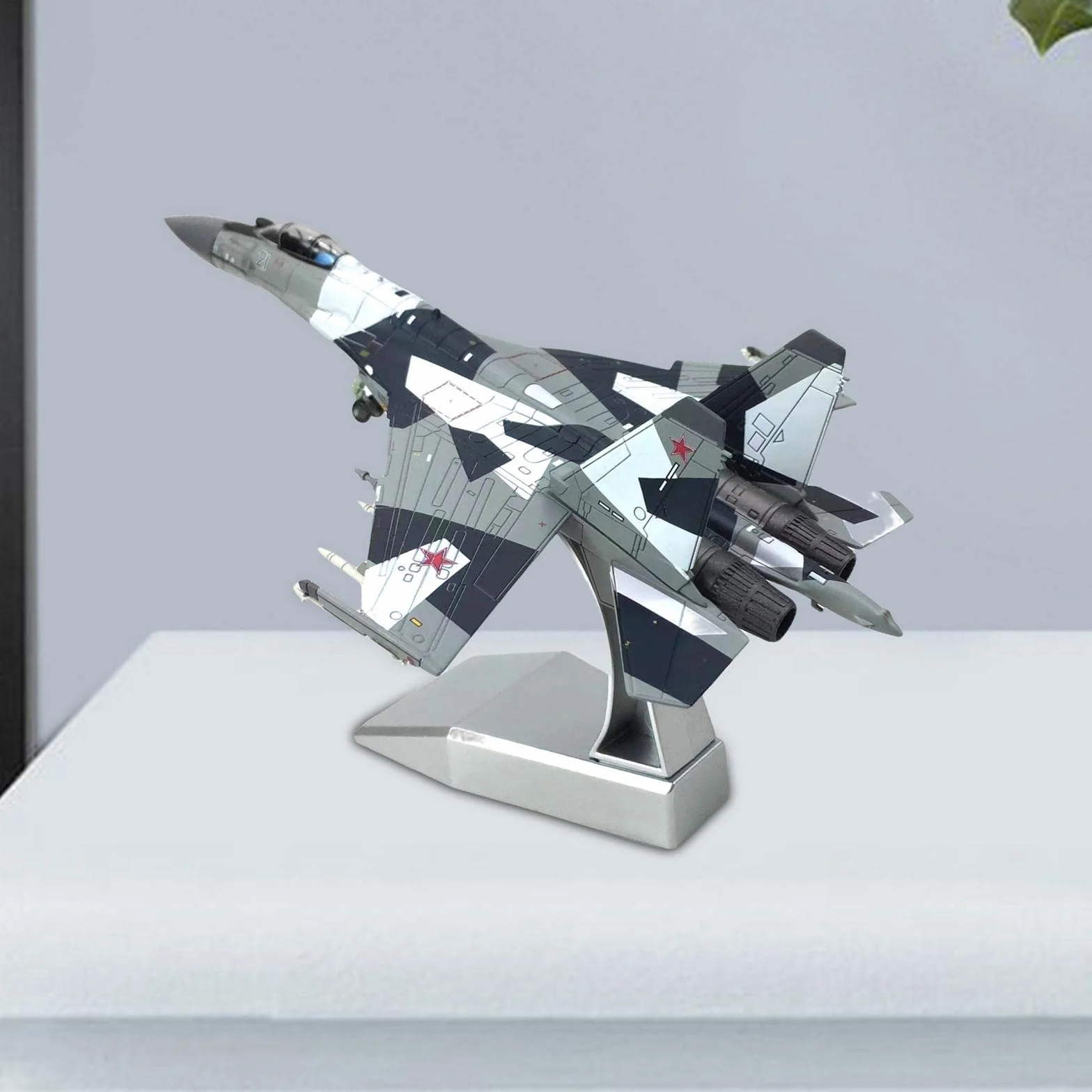 F Fityle Sukhoi SU-35 Modello Aereo da Caccia in Metallo 22x14,5 cm