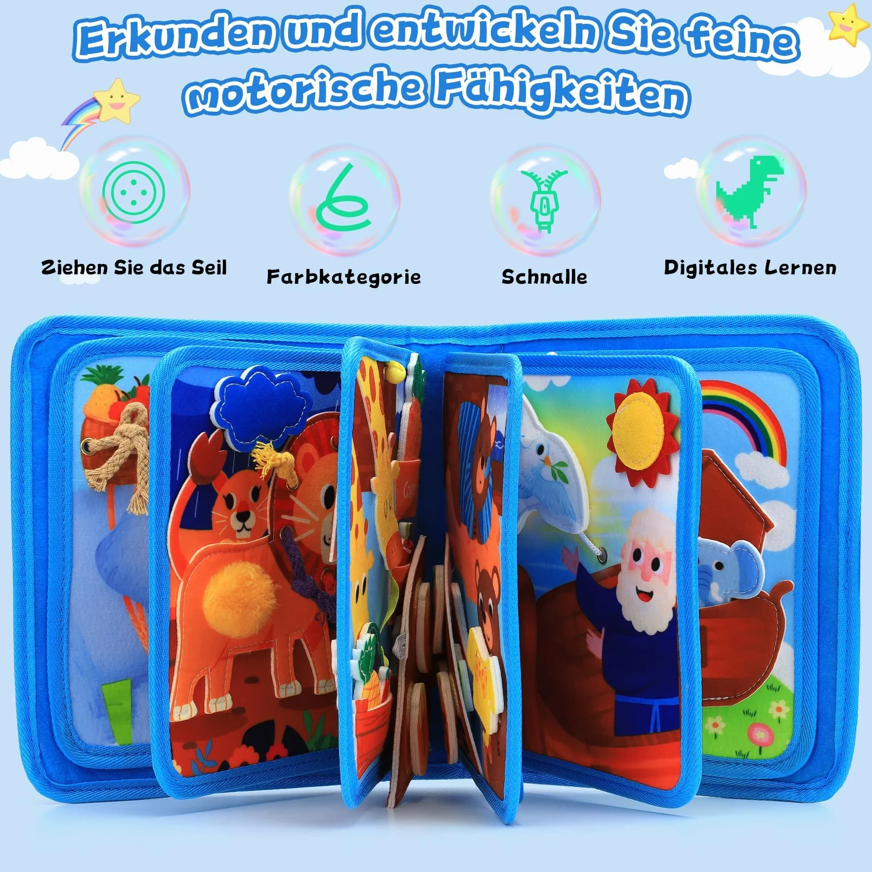 Busy Board a partire da 1 anno – Giocattoli a partire da 1 2 3 anni Quiet Book Montessori giocattolo per lo sviluppo di abilità fini, giocattolo educativo precoce per bambini giocattolo