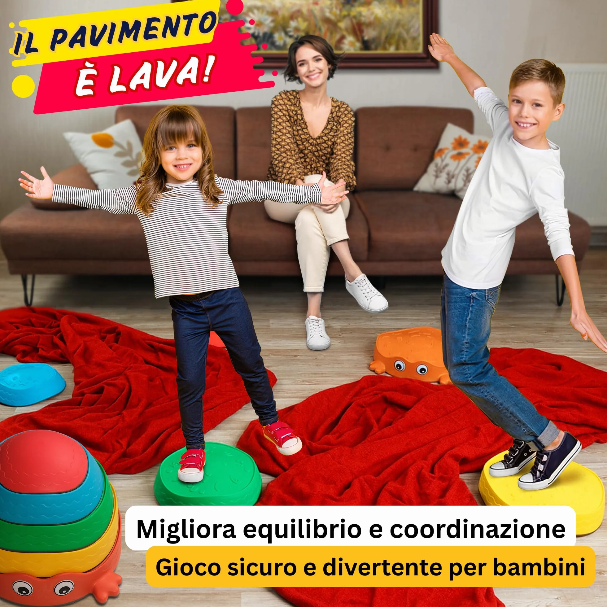 Pietre di equilibrio per bambini – Antiscivolo & stabili – Gioco Montessori per sviluppare equilibrio, motricità & coordinazione – Gioco sensoriale ed educativo per interno & esterno