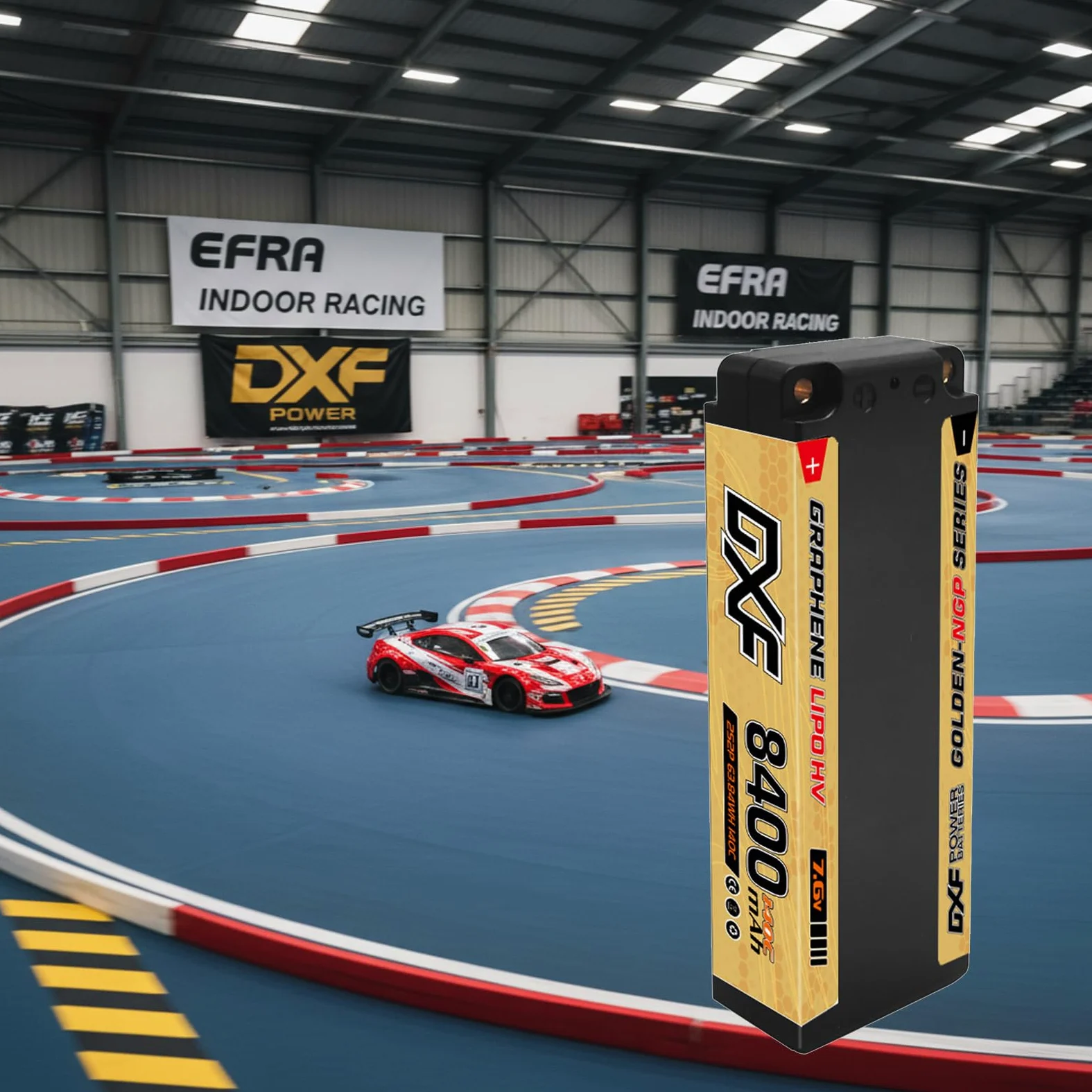 DXF Batteria LiPo 2S 7.6V 8400mAh 140C HV Spina Deans T Bullet 5mm EFRA Auto RC 1/8 1/10 Truck Buggy Touring Car Compatta Leggera Potente Gare Racing Corse Modellismo 2 Pezzi
