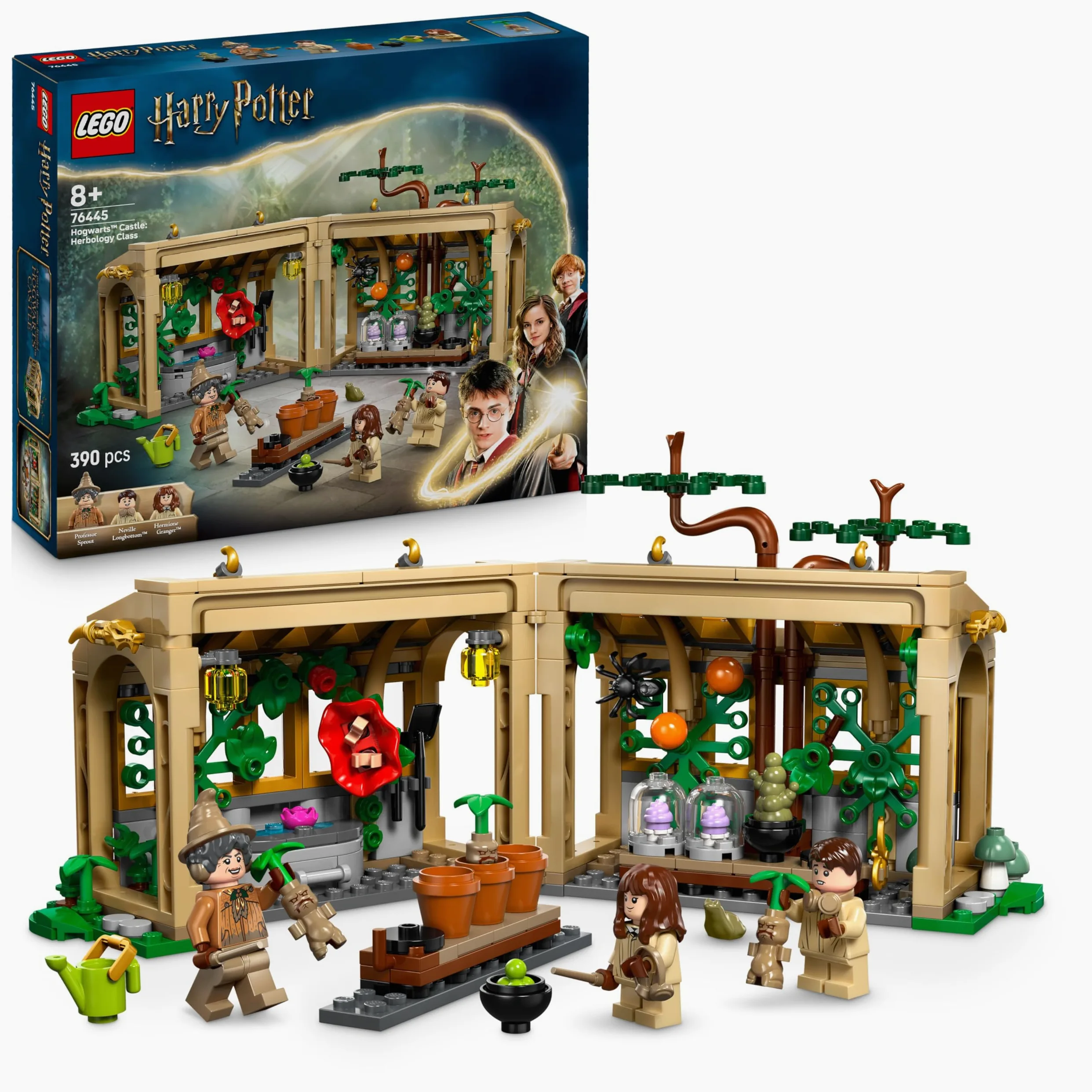 LEGO Harry Potter Castello di Hogwarts: Lezione di Erbologia con 3 Minifigure tra cui e Hermione Granger e Neville Paciock e 3 Piante Giocattolo di Mandragola - Regalo per Bambini da 8 Anni - 76445