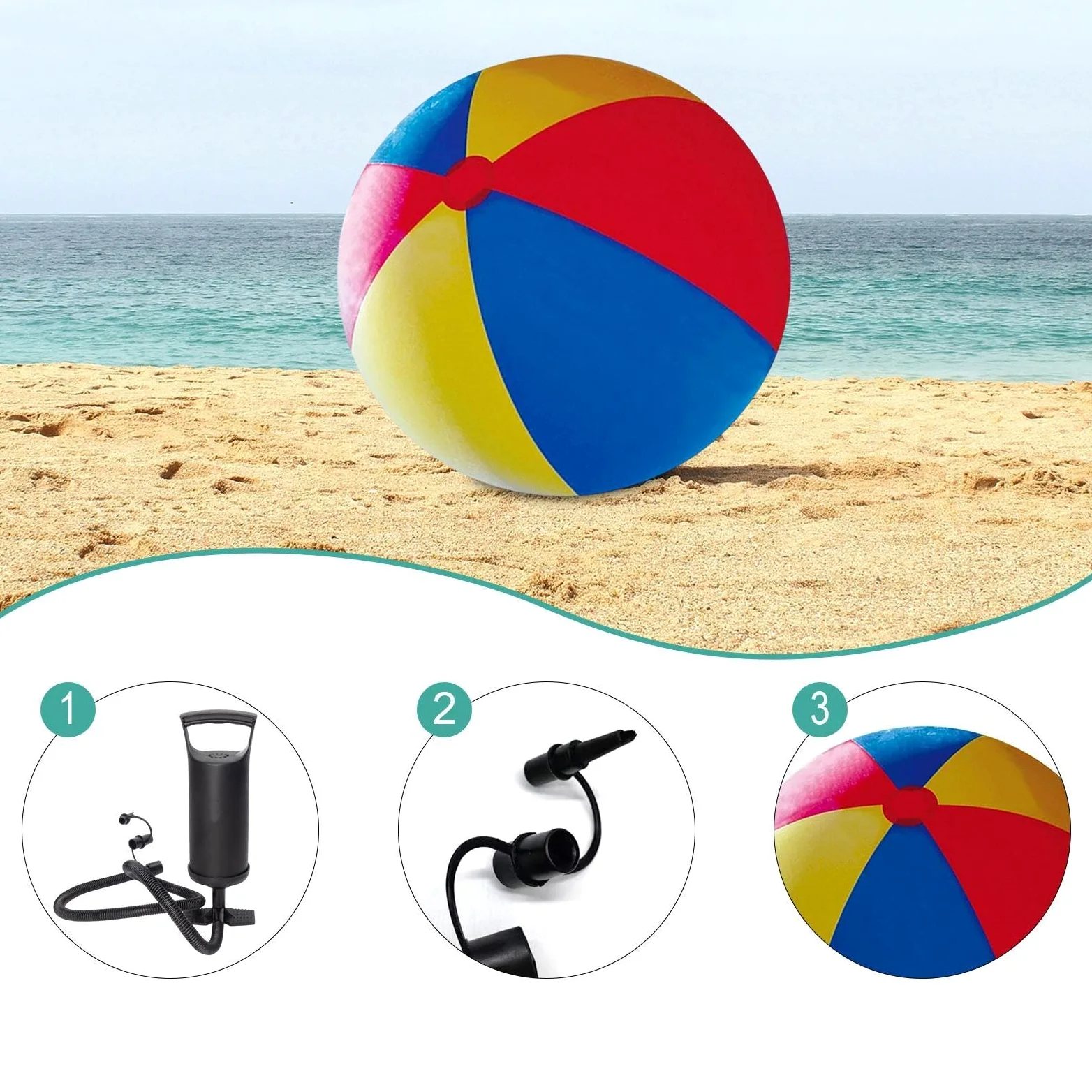 Pallone Gonfiabile da Spiaggia, per Piscina, per Esterni, in PVC, Pieghevole, Grande, Gioco Acquatico, Facile da Trasportare, Giocattolo Interattivo C, Diametro 130 Cm