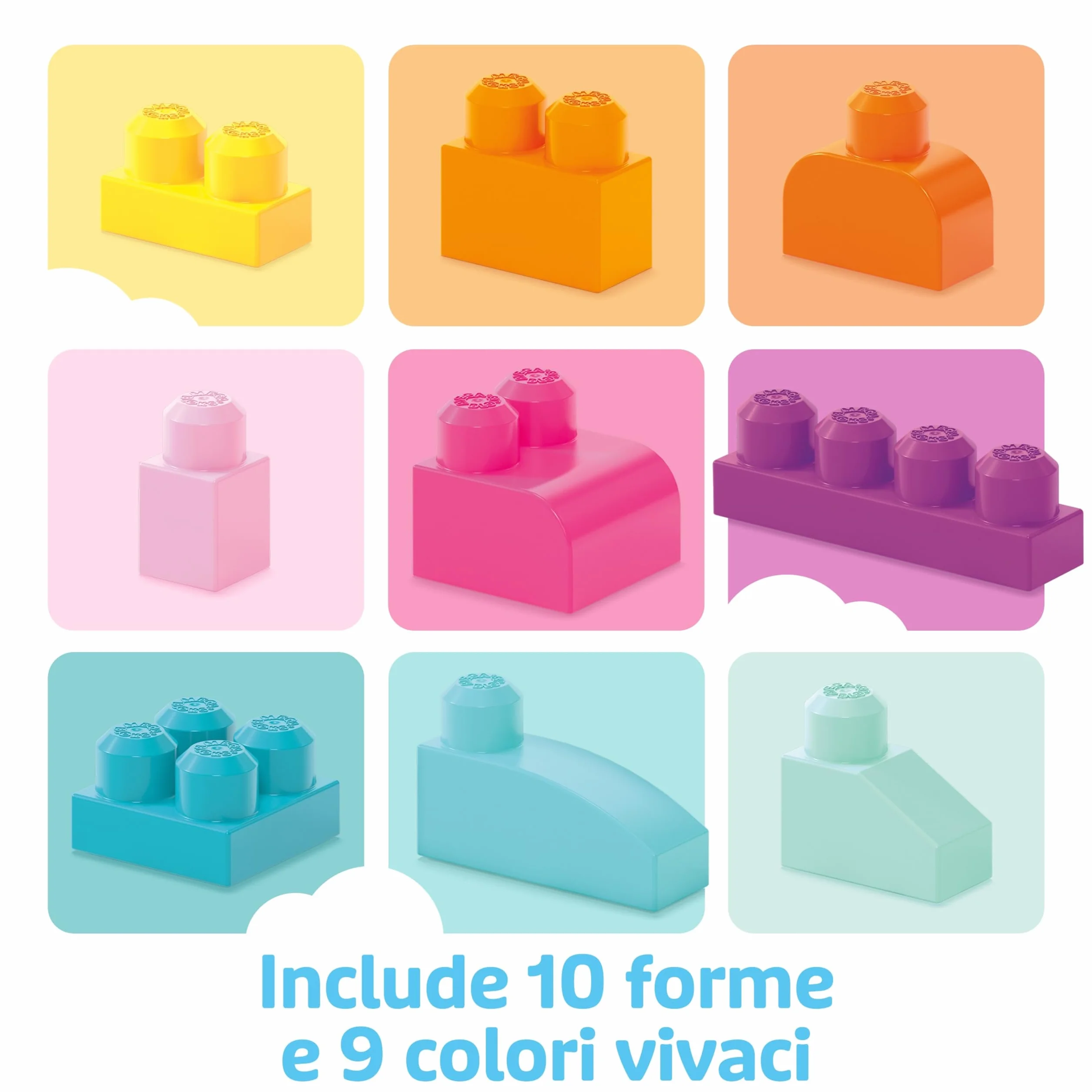 MEGA BLOKS Grande Borsa da Set da costruzione 60 mattoncini colorati 1 custodia DCH54