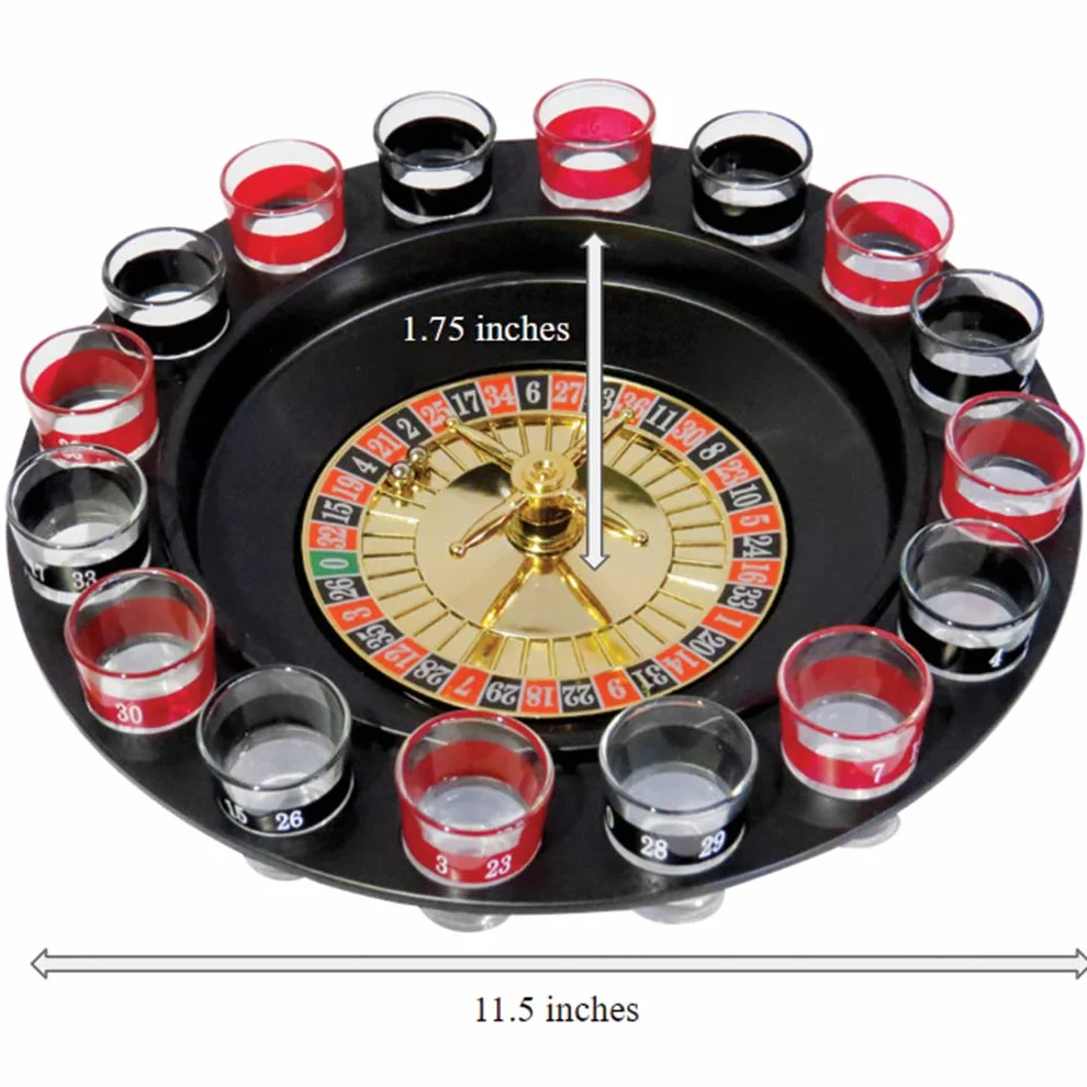 Evelots Bere Gioco di Vetro Roulette W/2 Palle & 16 Bicchierini da Colpo, Stile Casinò