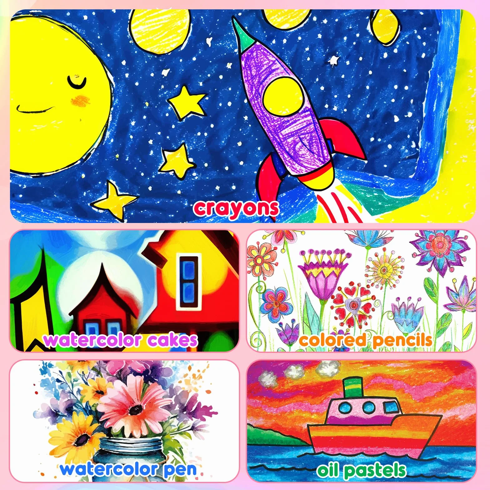 Regalo Bambina 4-10 Anni Valigetta Matite Colorate Acquerelli Giochi