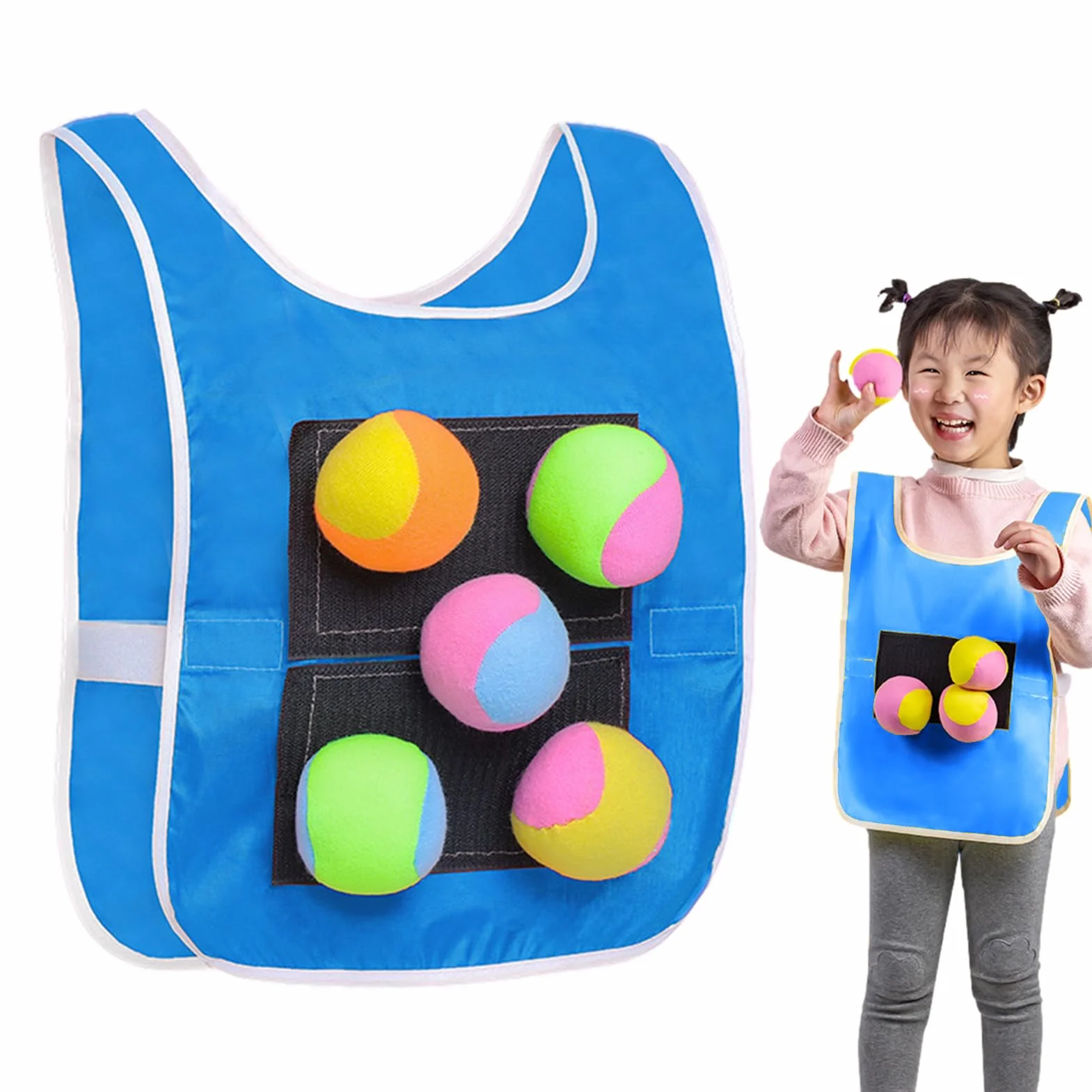 Generico Stick Ball Glet - Fabric morbido, gilet Dodgeball da gioco, set di giochi interattivi | Include 5 palle morbide per il gioco di cattura, perfette per in famiglia all'aperto