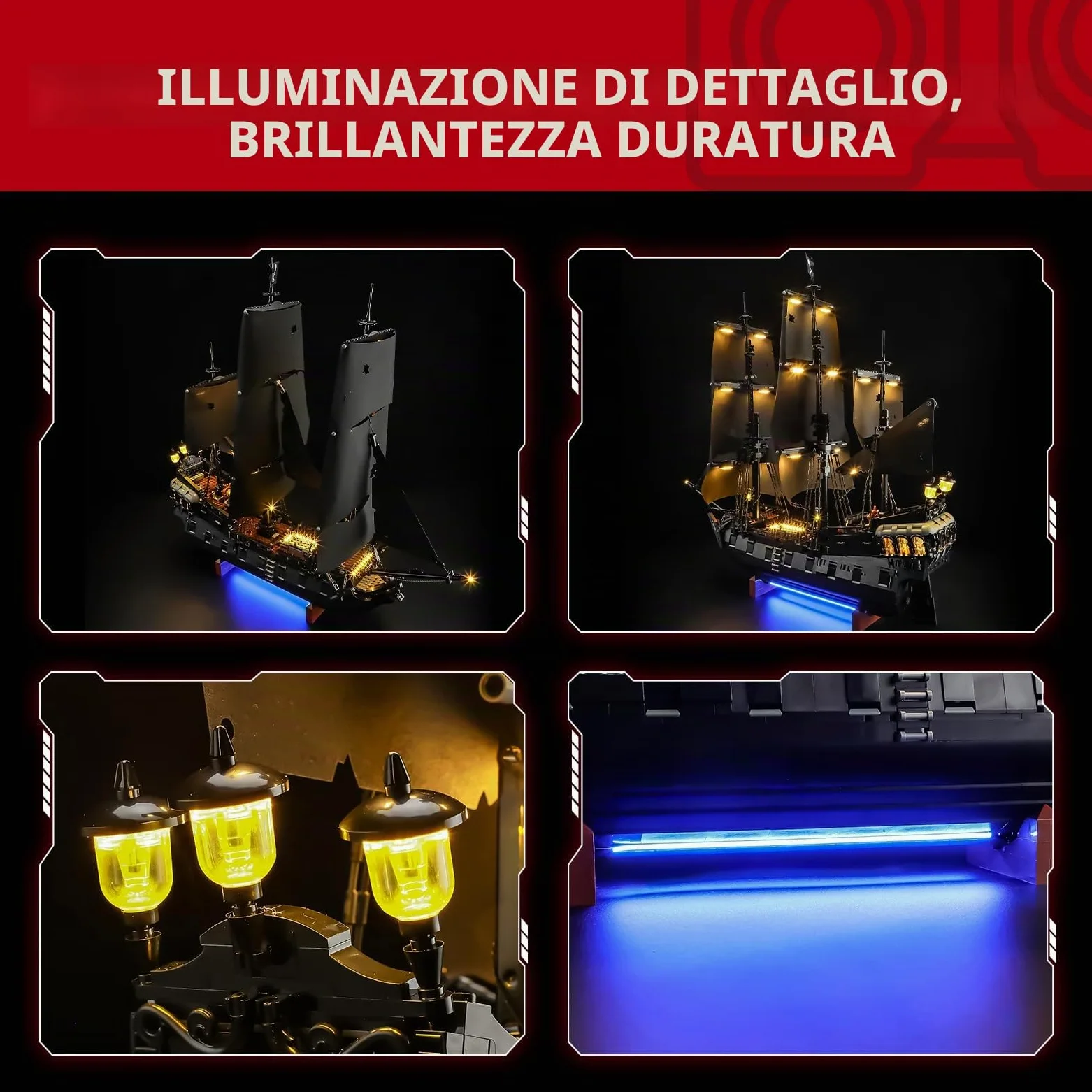 BRIKSMAX Kit di luci 2.0 compatibile con icone Lego Captain Jack Sparrow's Pirate Ship 10365 - Kit di illuminazione a LED (solo accessori), tecnologia per nascondere i cavi per display, regali e