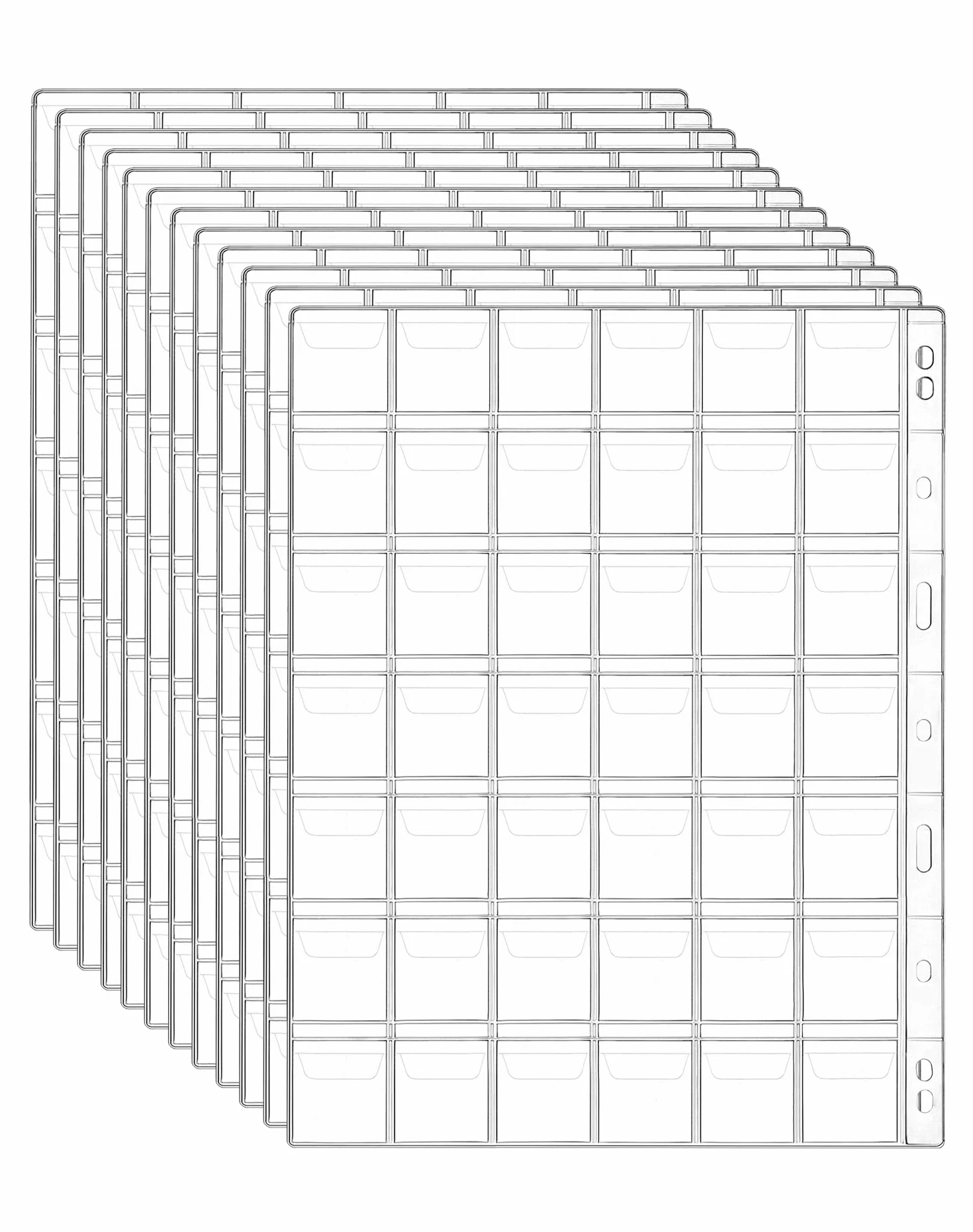 QWORK® 12 Fogli Raccoglitore Monete, Porta Monete con 9 Fori, 42 Scomparti da 29 mm